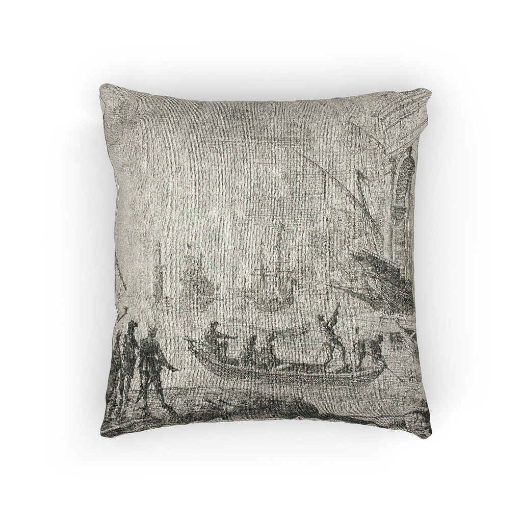 Claude Lorrain - Harbor Scene with a Lighthouse | Woven Pillow