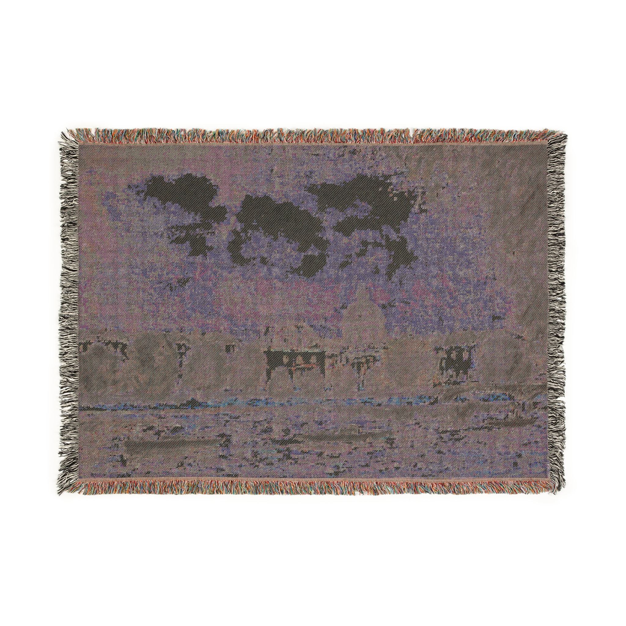 Alfred Sisley - Landscape along the Seine with the Institut de France and the Pont des Arts | Woven Tapestry Blanket