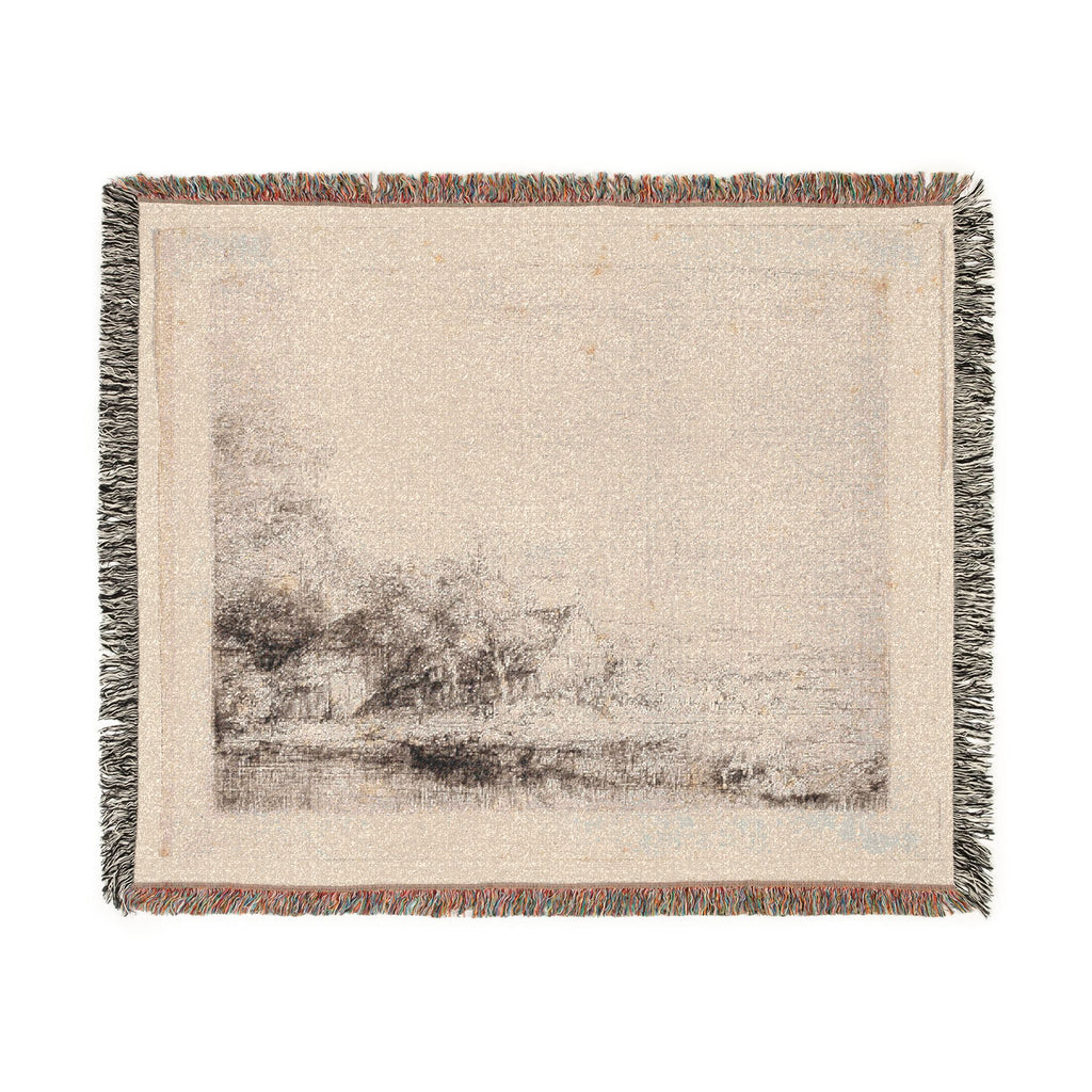 Rembrandt van Rijn - Landscape with a Cow Drinking | Woven Tapestry Blanket