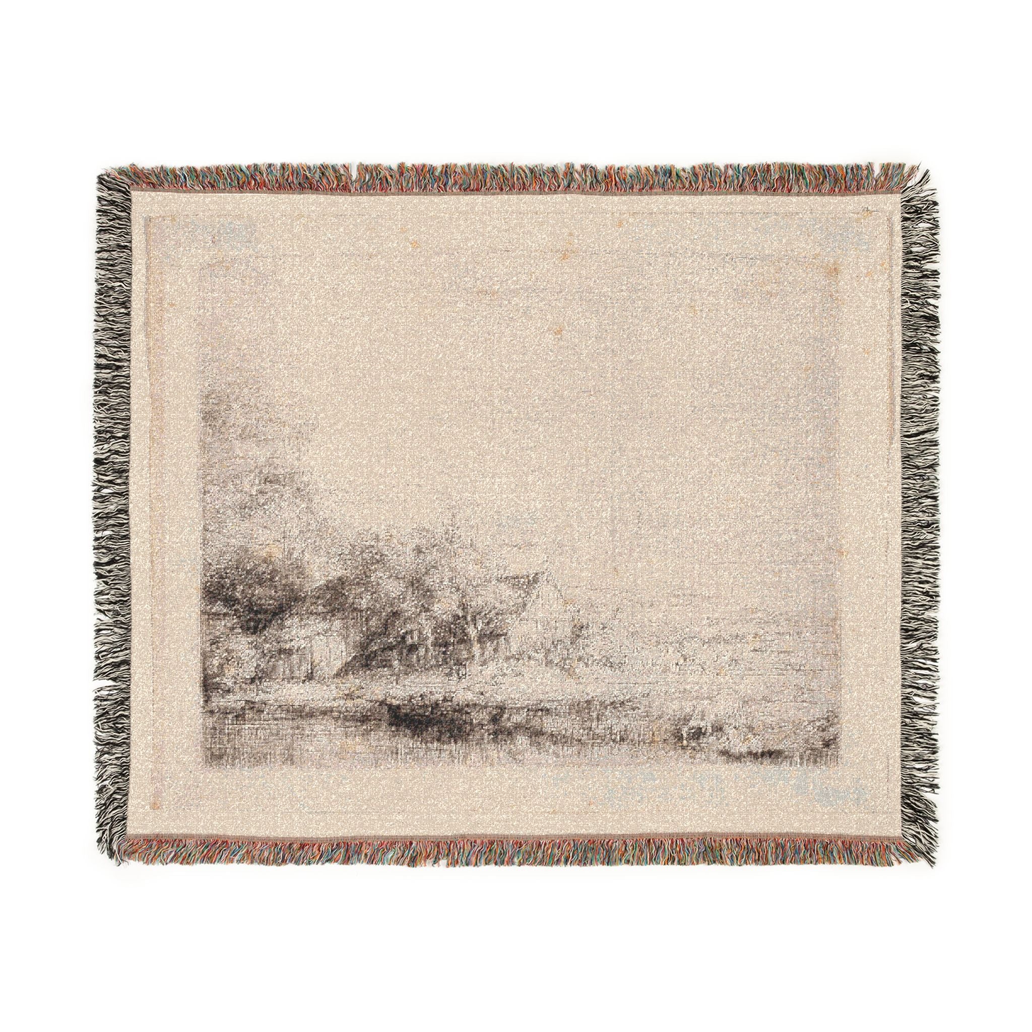 Rembrandt van Rijn - Landscape with a Cow Drinking | Woven Tapestry Blanket
