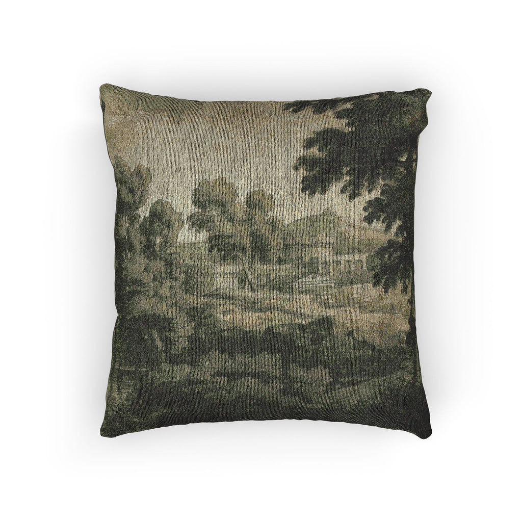 School of Nicolas Poussin - Italianate Landscape with Castle, Trees and Water in Foreground | Woven Pillow