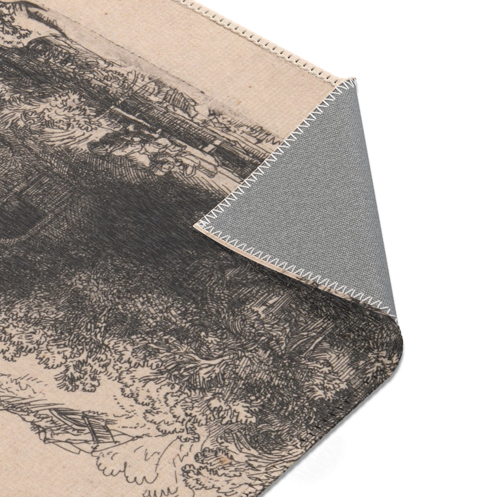 Rembrandt van Rijn - Landscape with Cottages and a Hay Barn Oblong | Area Rug