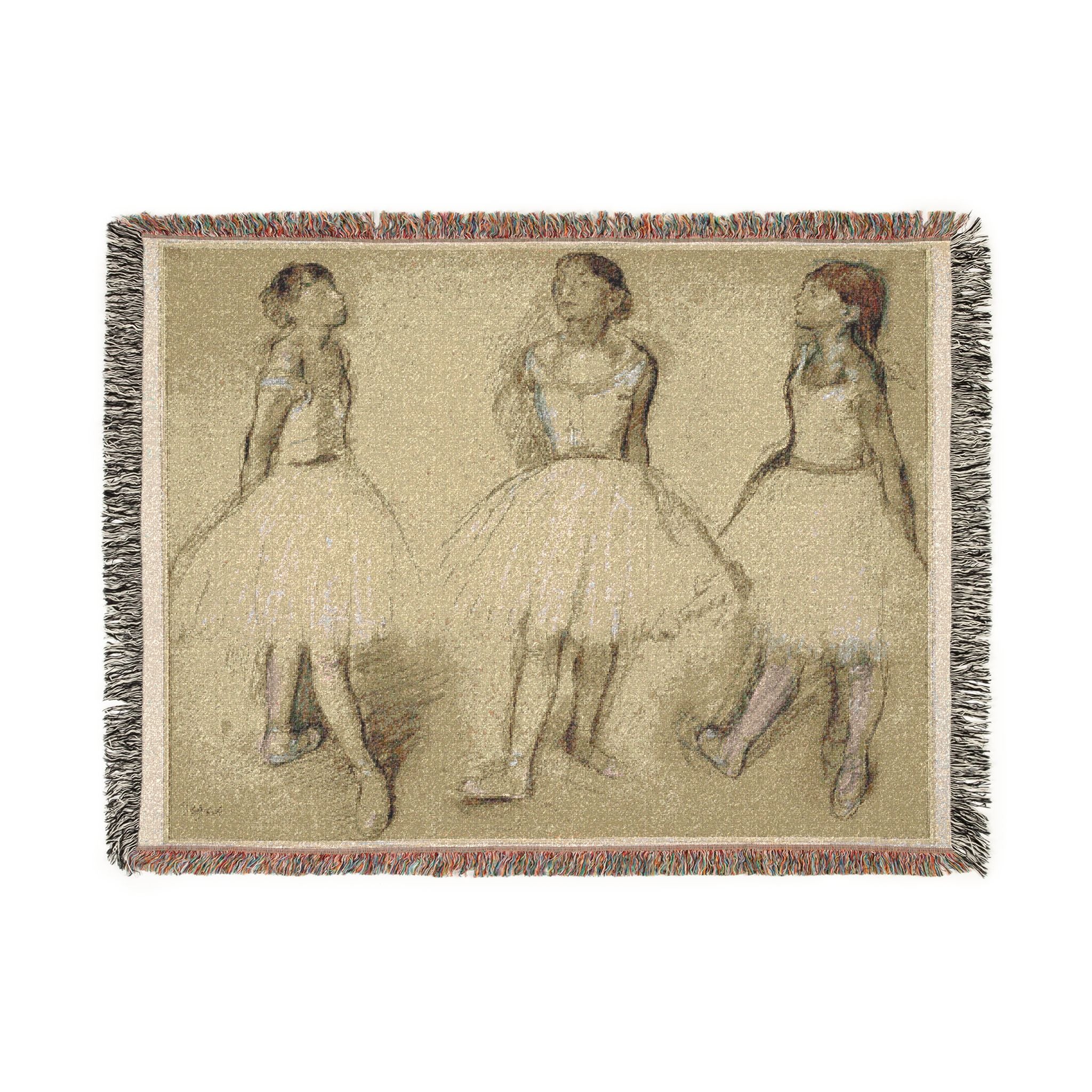 Hilaire Germain Edgar Degas - Three Studies of a Dancer in Fourth Position | Woven Tapestry Blanket