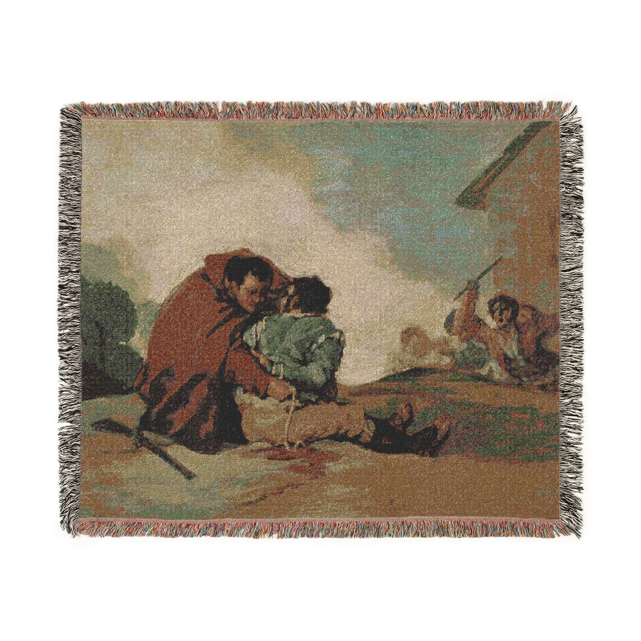 Francisco José de Goya y Lucientes - Friar Pedro Binds El Maragato with a Rope | Woven Tapestry Blanket