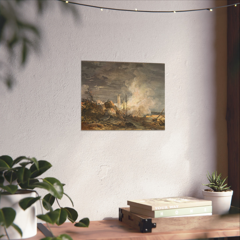 Louis Gabriel Moreau - Fire in the Port | Fine Art Poster