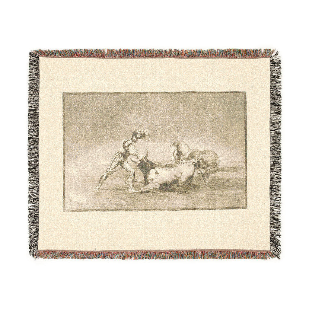 Francisco José de Goya y Lucientes - A Spanish knight kills the bull after having lost his horse, plate nine from The Ar | Woven Tapestry Blanket