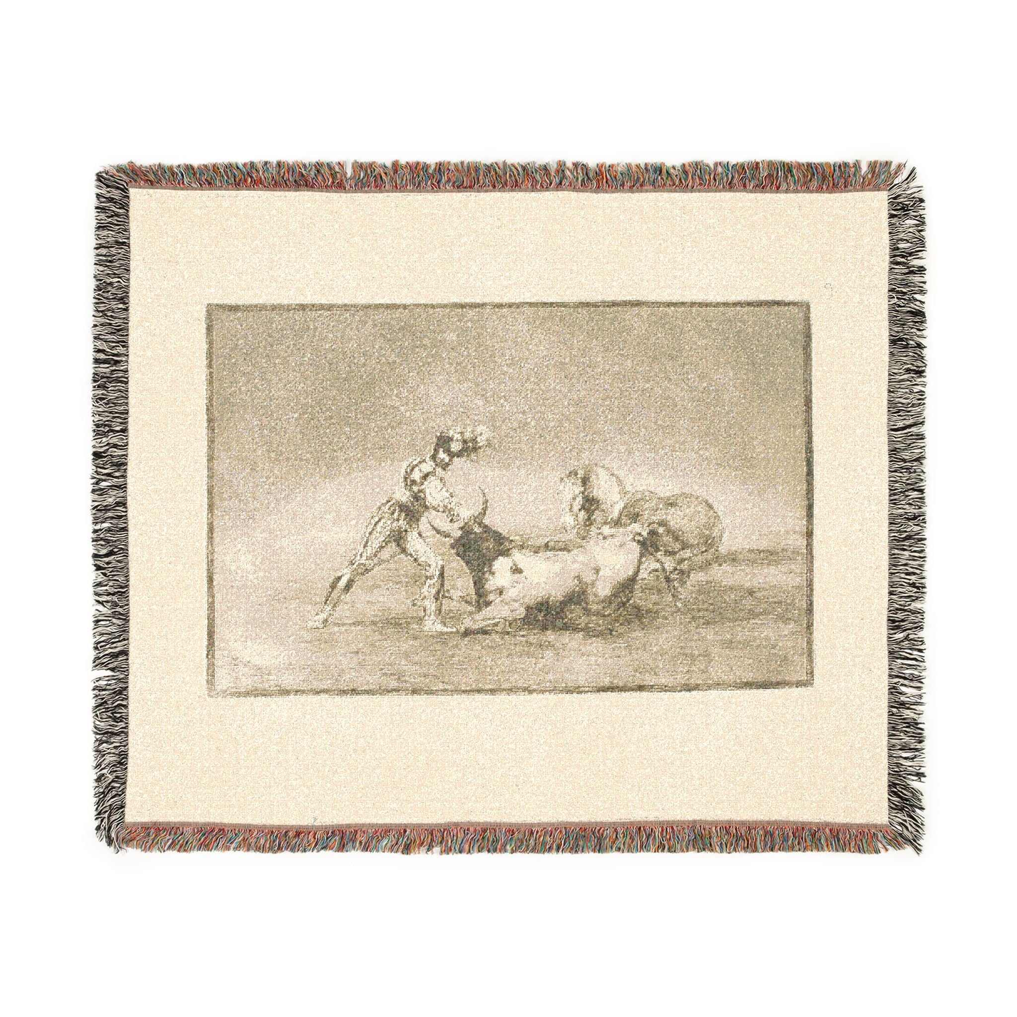 Francisco José de Goya y Lucientes - A Spanish knight kills the bull after having lost his horse, plate nine from The Ar | Woven Tapestry Blanket