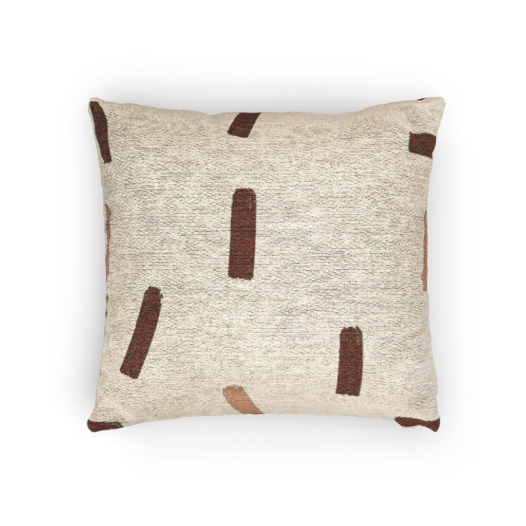 Ochre Brush Marks Woven Pillow
