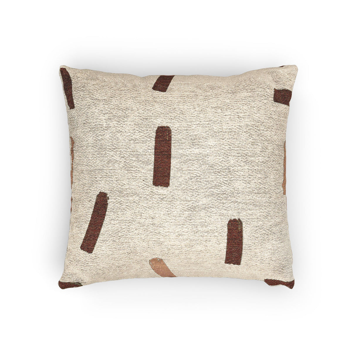 Ochre Brush Marks Woven Pillow