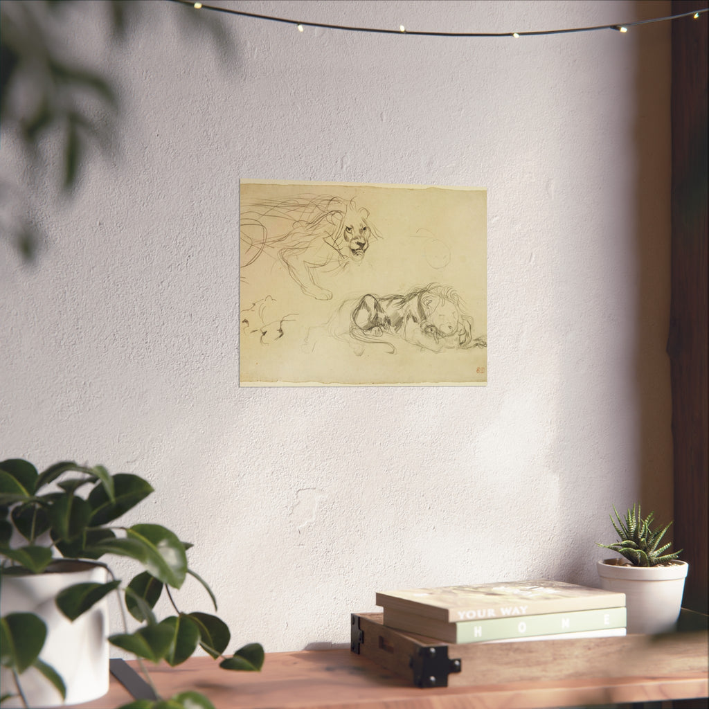 Eugène Delacroix - Studies of Lions | Fine Art Poster