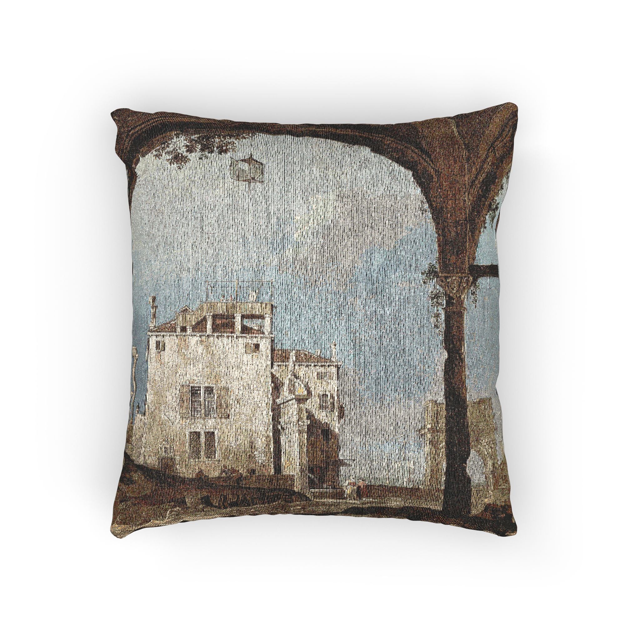 Follower of Canaletto - Portico with a Lantern | Woven Pillow