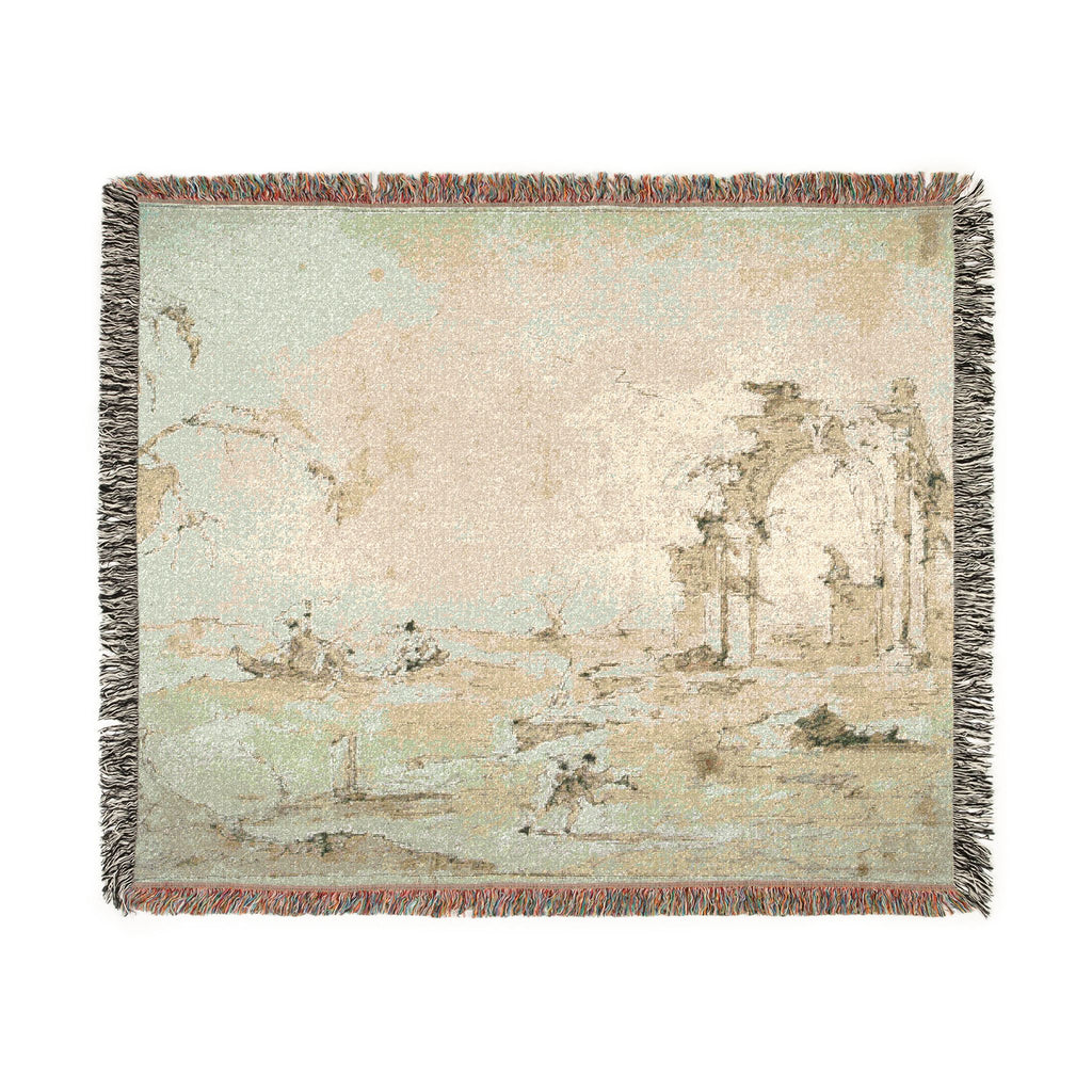 Francesco Guardi - Capriccio with a Squall on the Lagoon | Woven Tapestry Blanket