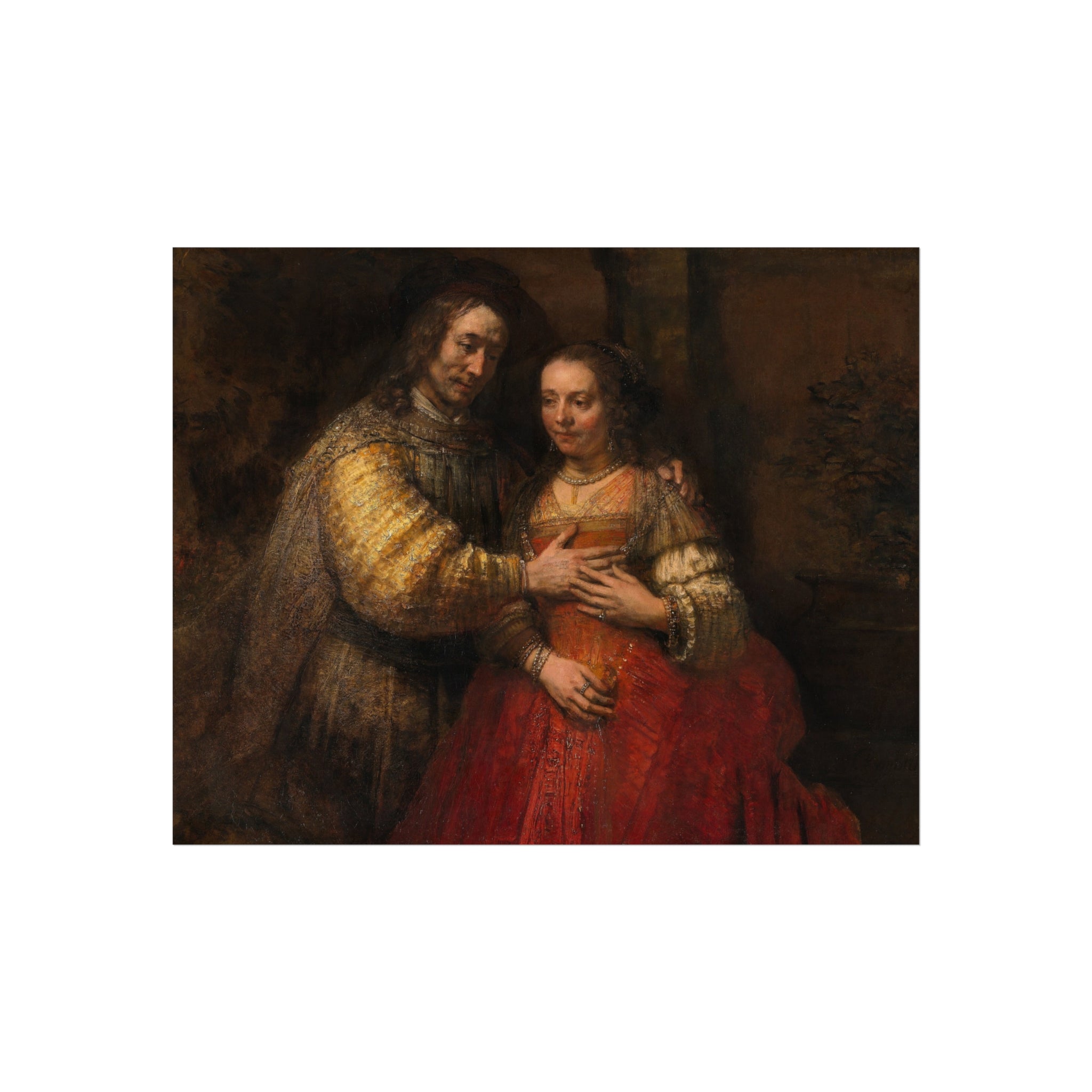 Rembrandt Harmensz. van Rijn - Portret van een paar als oudtestamentische figuren, genaamd 'Het Joodse bruidje' - Google | Fine Art Poster