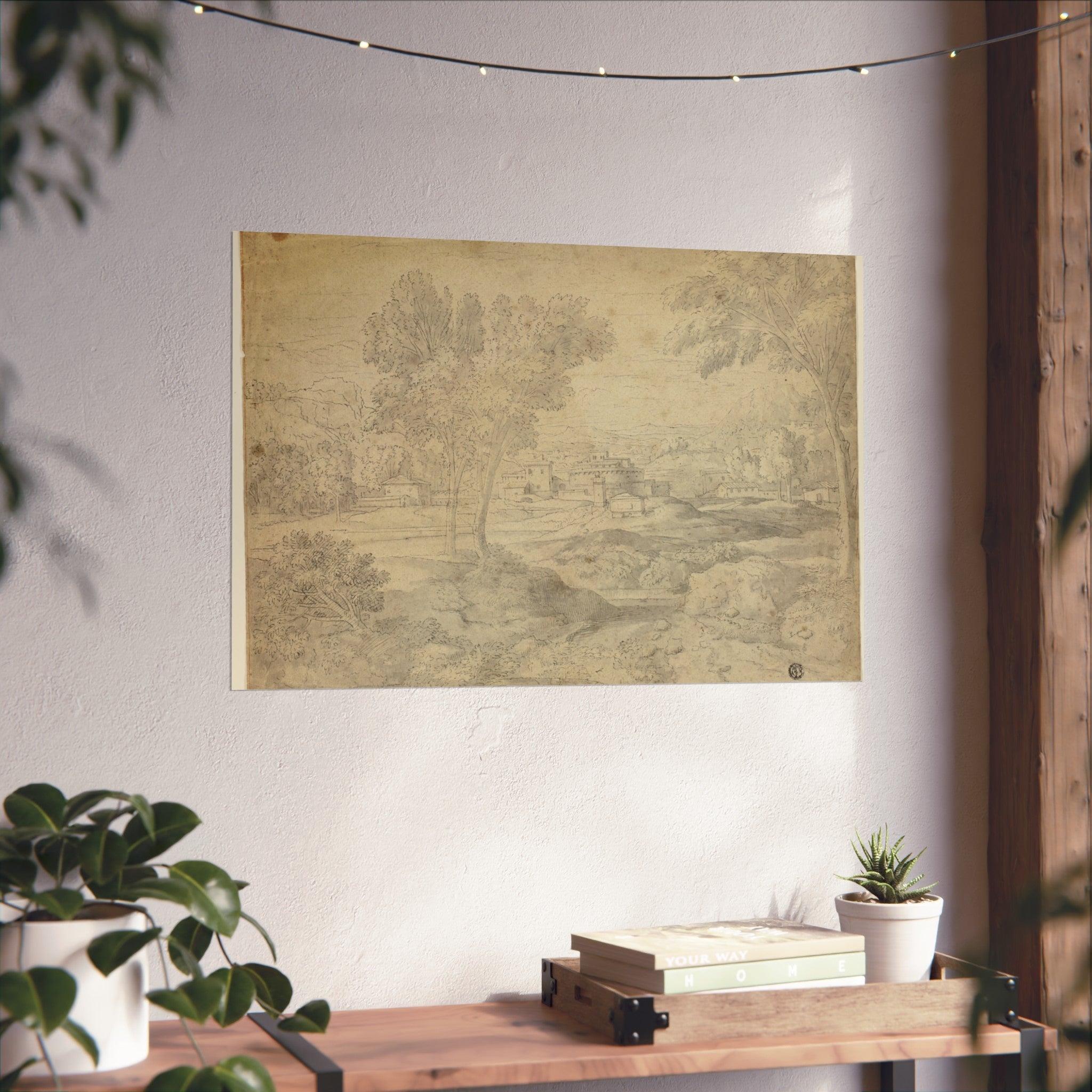 Follower of Nicolas Poussin - Italianate Landscape with Buildings | Fine Art Poster
