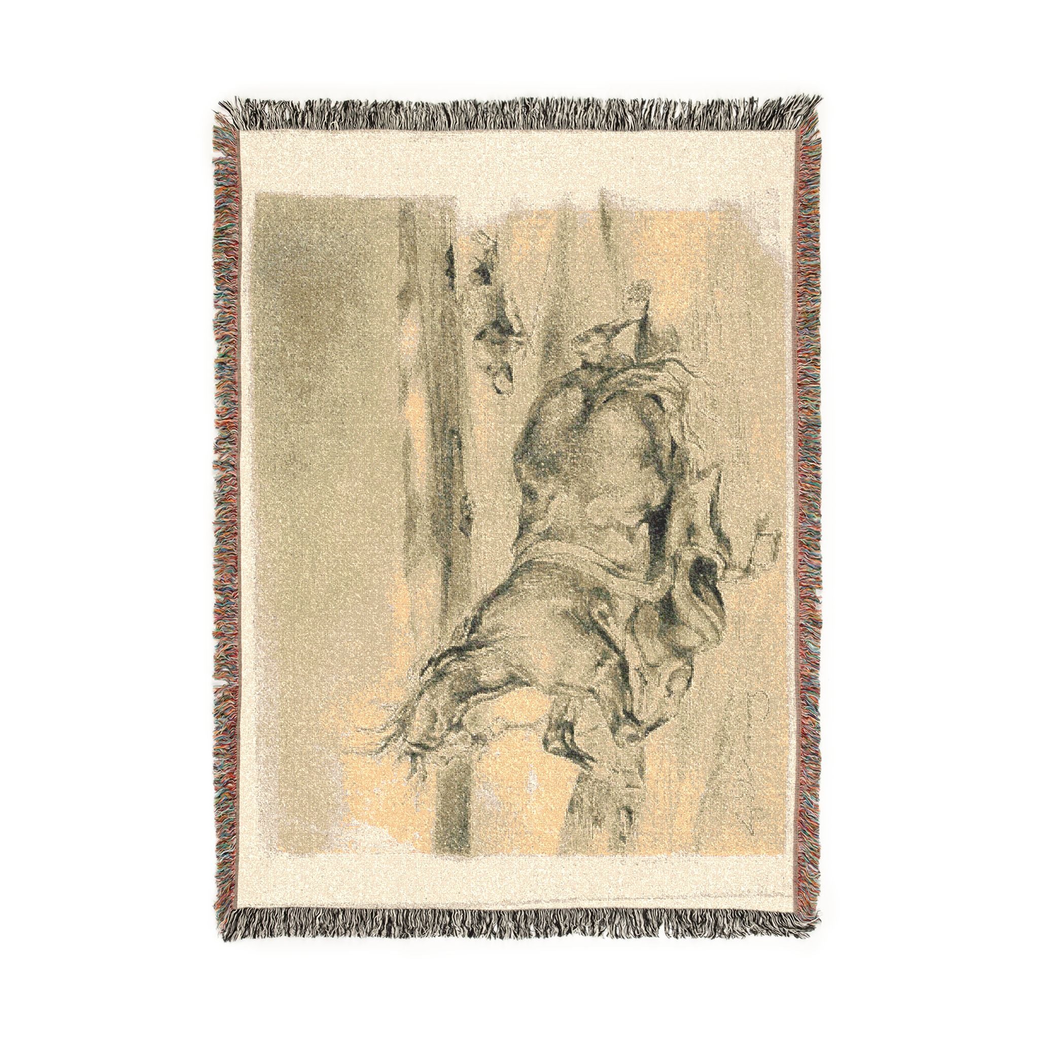Eugène Delacroix - Fallen Horse and Dead Knight | Woven Tapestry Blanket