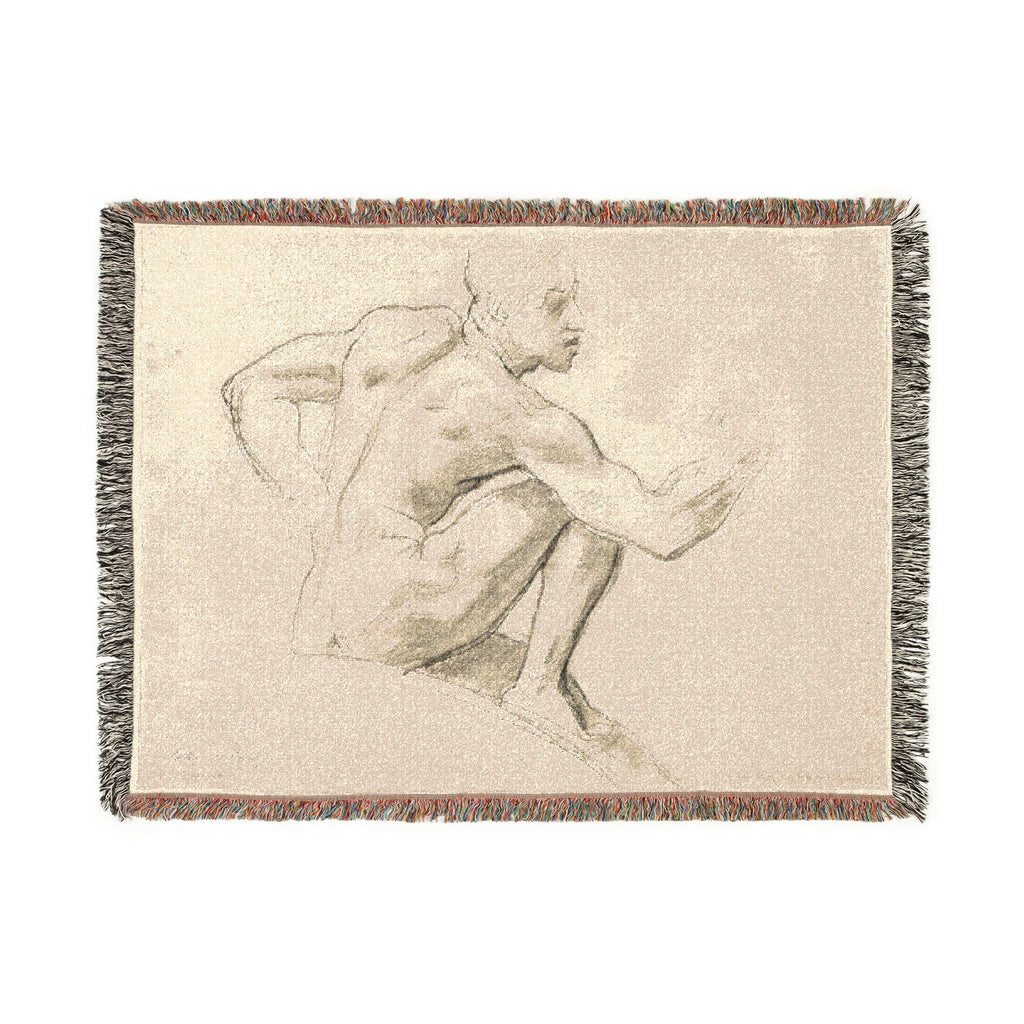 John Singer Sargent - Seated Male Nude | Woven Tapestry Blanket