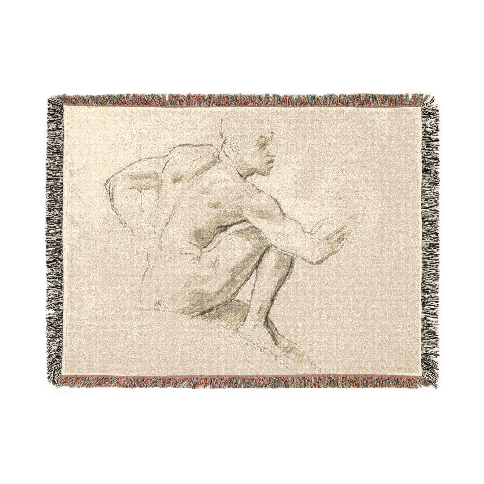John Singer Sargent - Seated Male Nude | Woven Tapestry Blanket