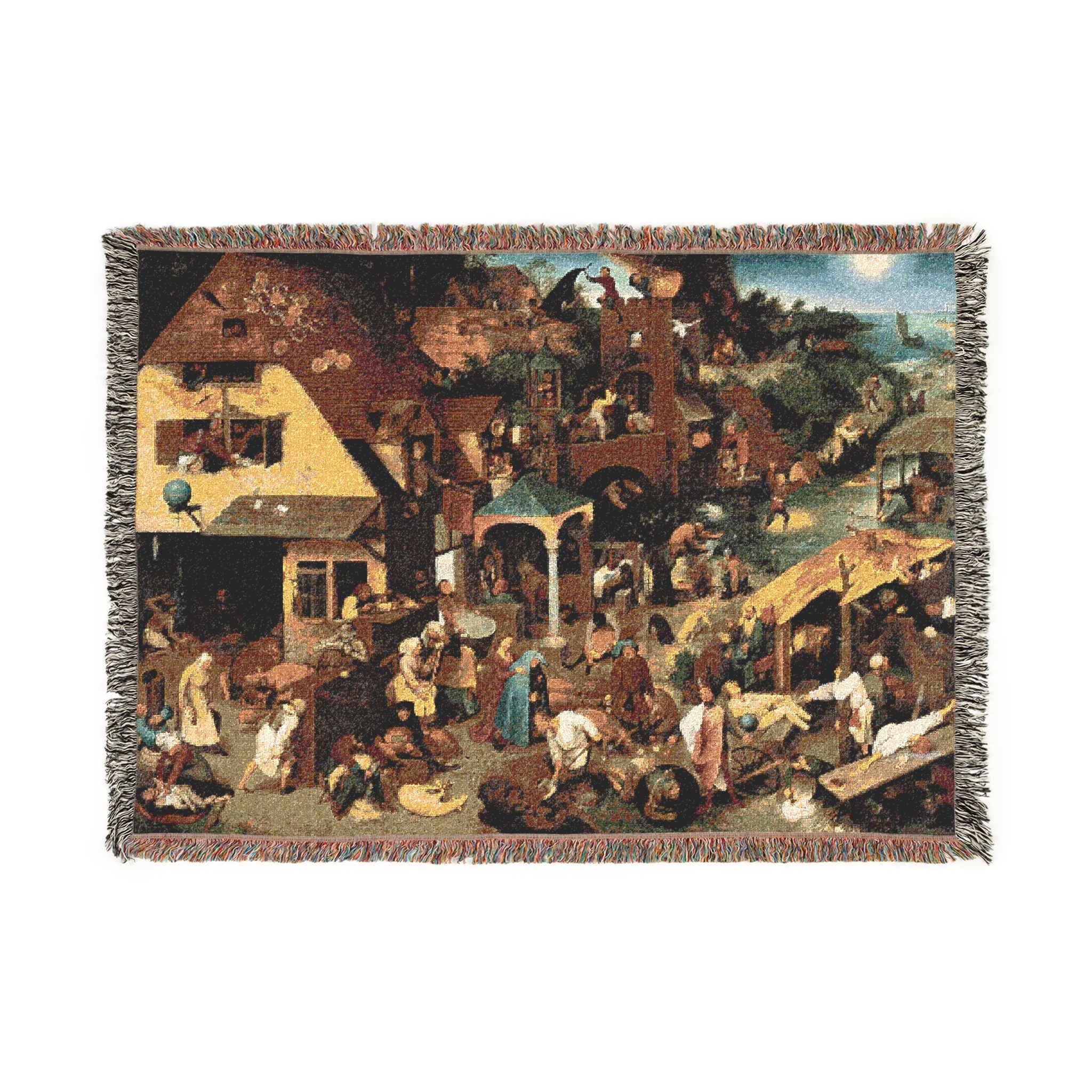 Pieter Brueghel the Elder - The Dutch Proverbs - Google Art Project | Woven Tapestry Blanket