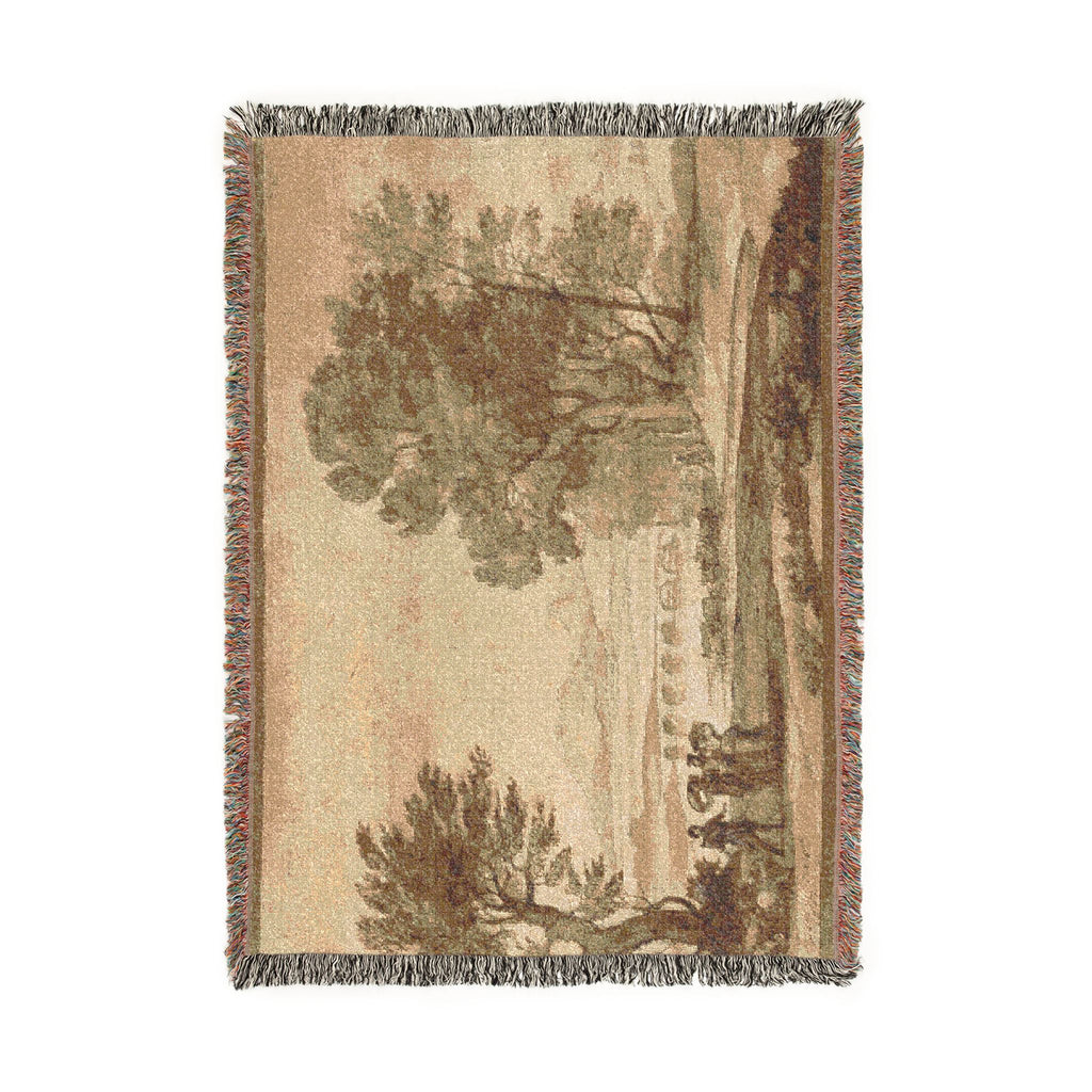 Claude Lorrain - A Wooded River Landscape with Jacob, Laban, and His Daughters | Woven Tapestry Blanket