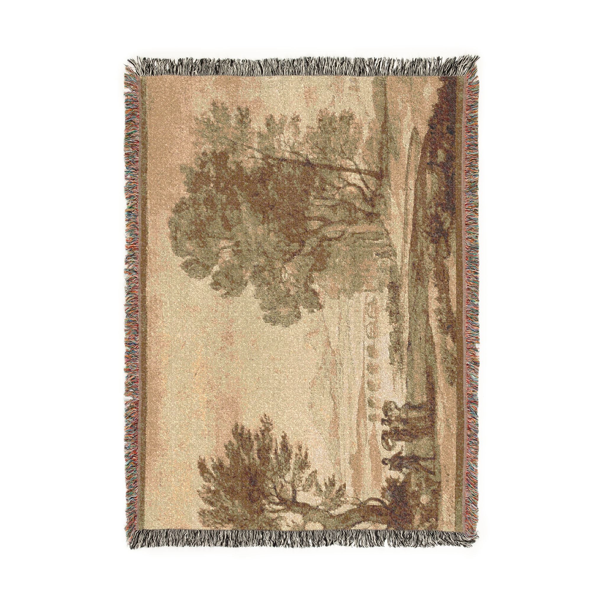 Claude Lorrain - A Wooded River Landscape with Jacob, Laban, and His Daughters | Woven Tapestry Blanket
