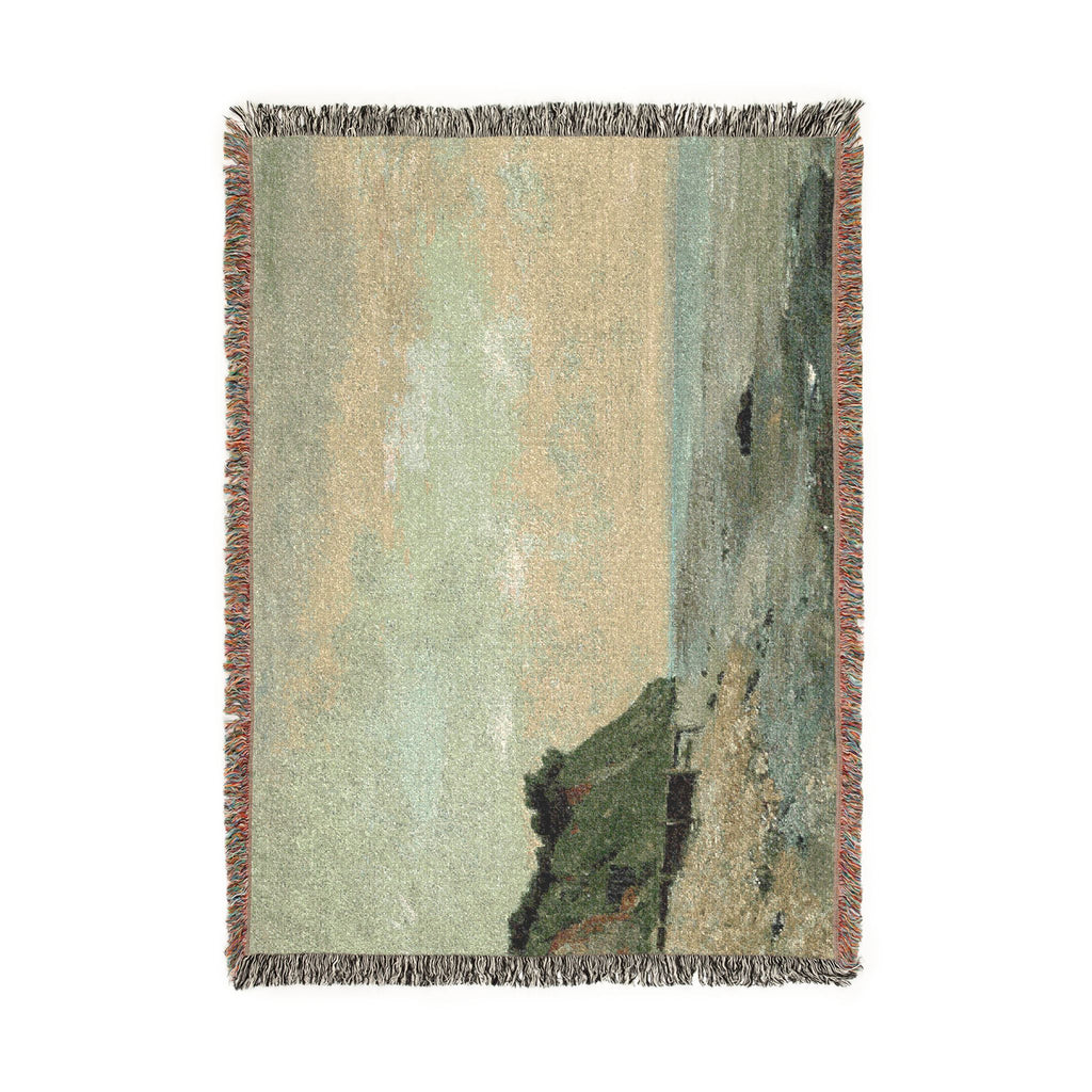 Gustave Courbet - Cliffs on the Sea Coast Small Beach, Sunrise (Falaise au bord de la mer, vu Petite Plage, soleil levan | Woven Tapestry Blanket