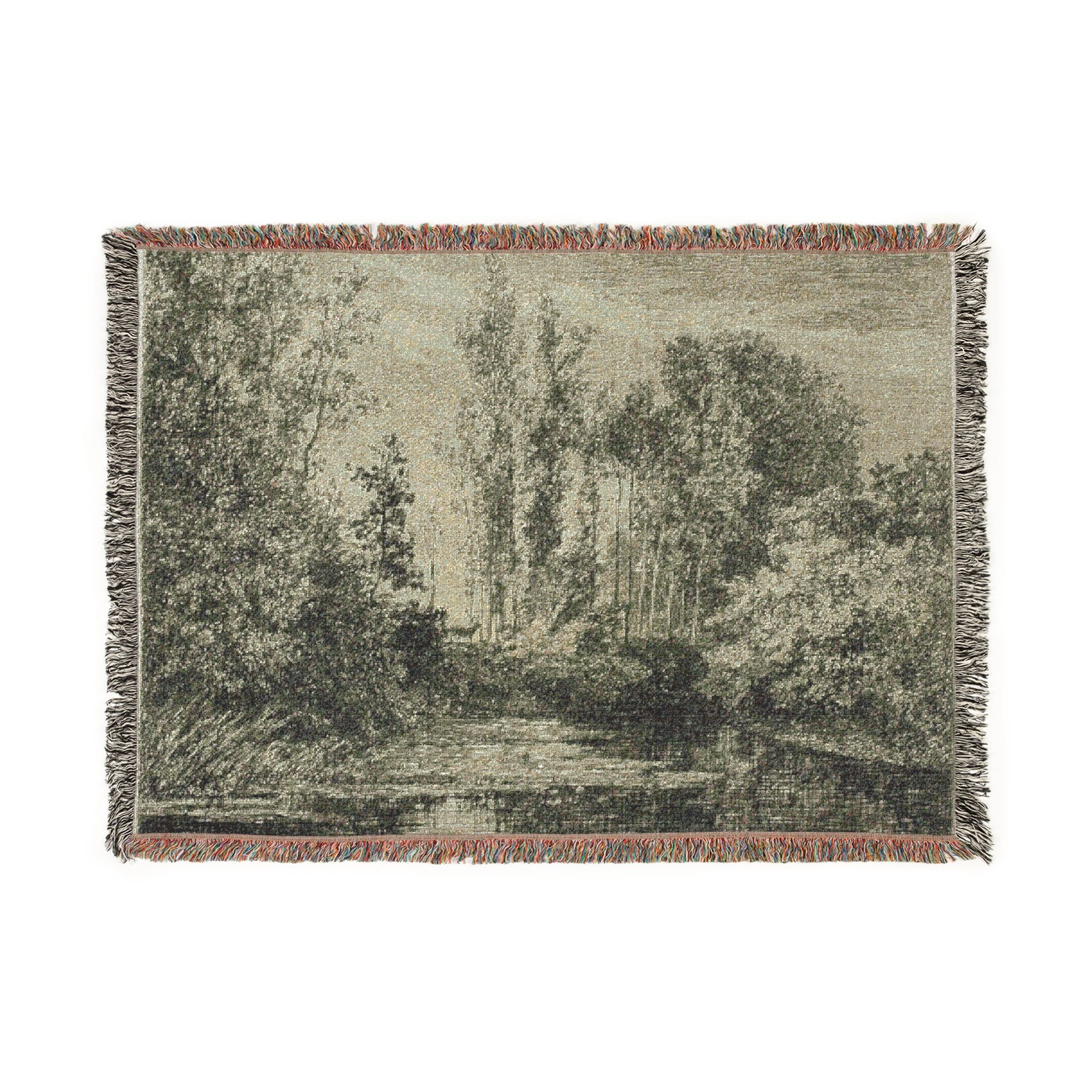 Charles François Daubigny - Stags at the Water's Edge | Woven Tapestry Blanket