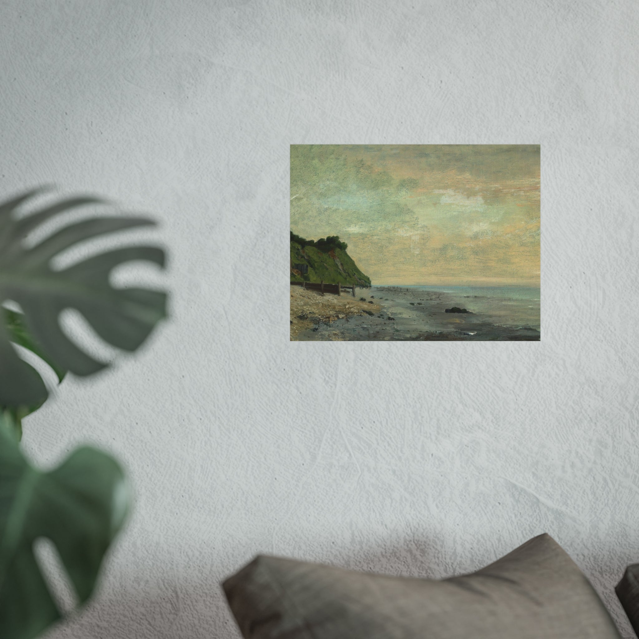Gustave Courbet - Cliffs on the Sea Coast Small Beach, Sunrise (Falaise au bord de la mer, vu Petite Plage, soleil levan | Fine Art Poster