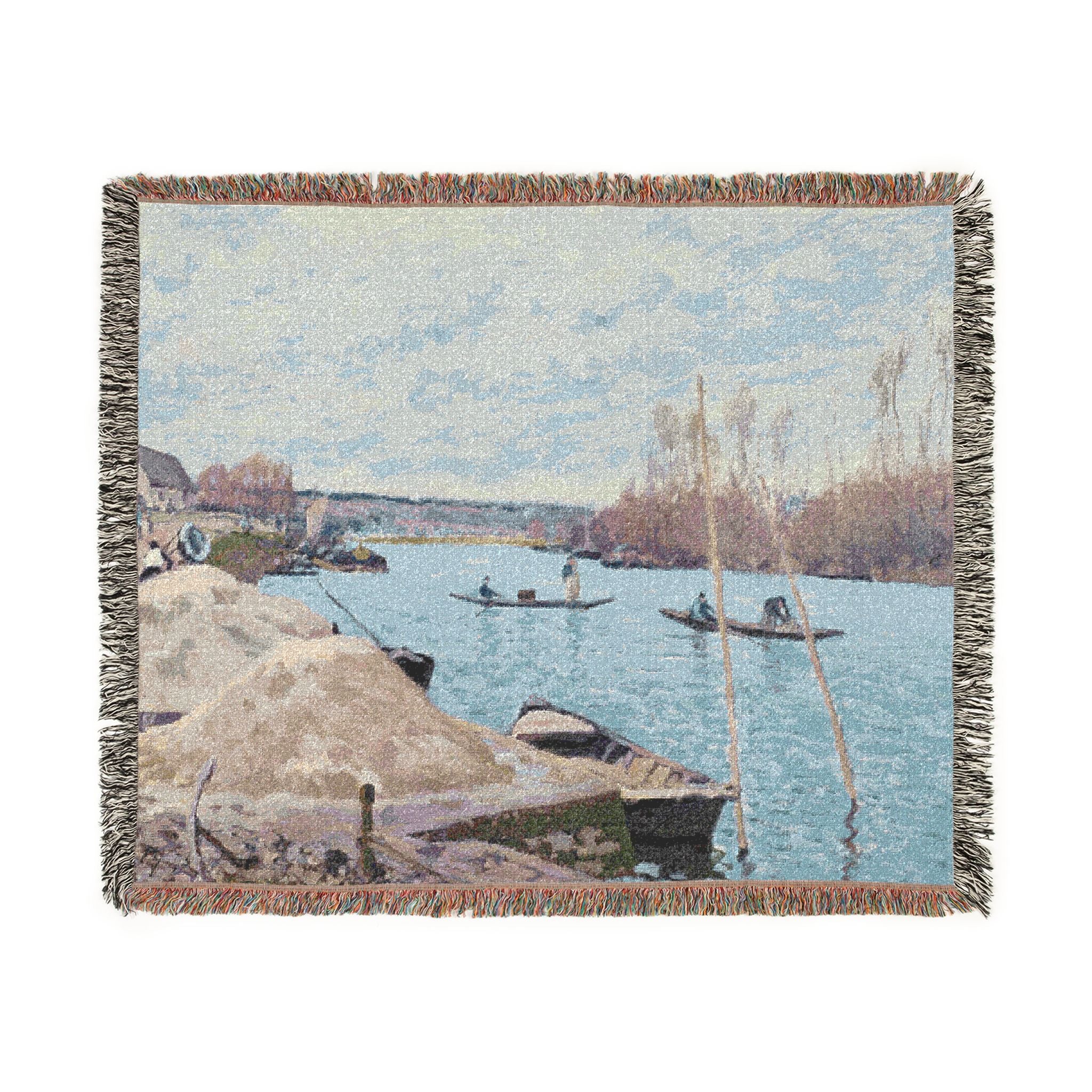 The Seine at Port-Marly, Piles of Sand Alfred Sisley Tapestry Blanket