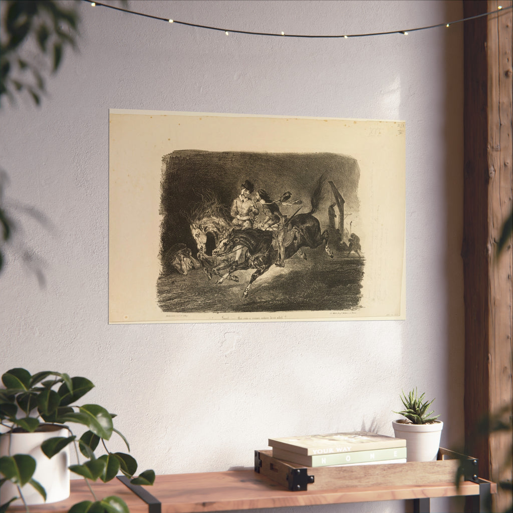 Eugène Delacroix - Faust and Mephistopheles Galloping Through the Night of the Witches' Sabbath | Fine Art Poster