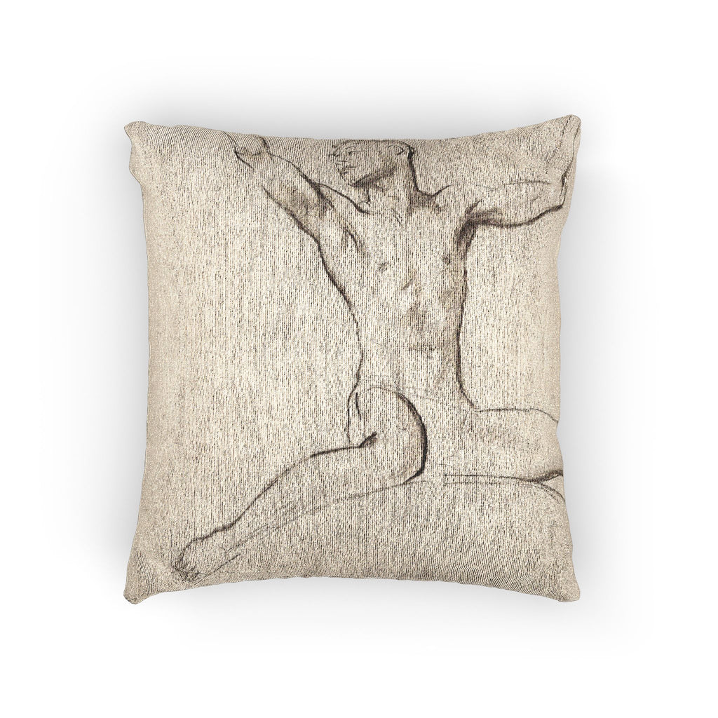 John Singer Sargent - Seated Male Nude, Arms Uplifted | Woven Pillow