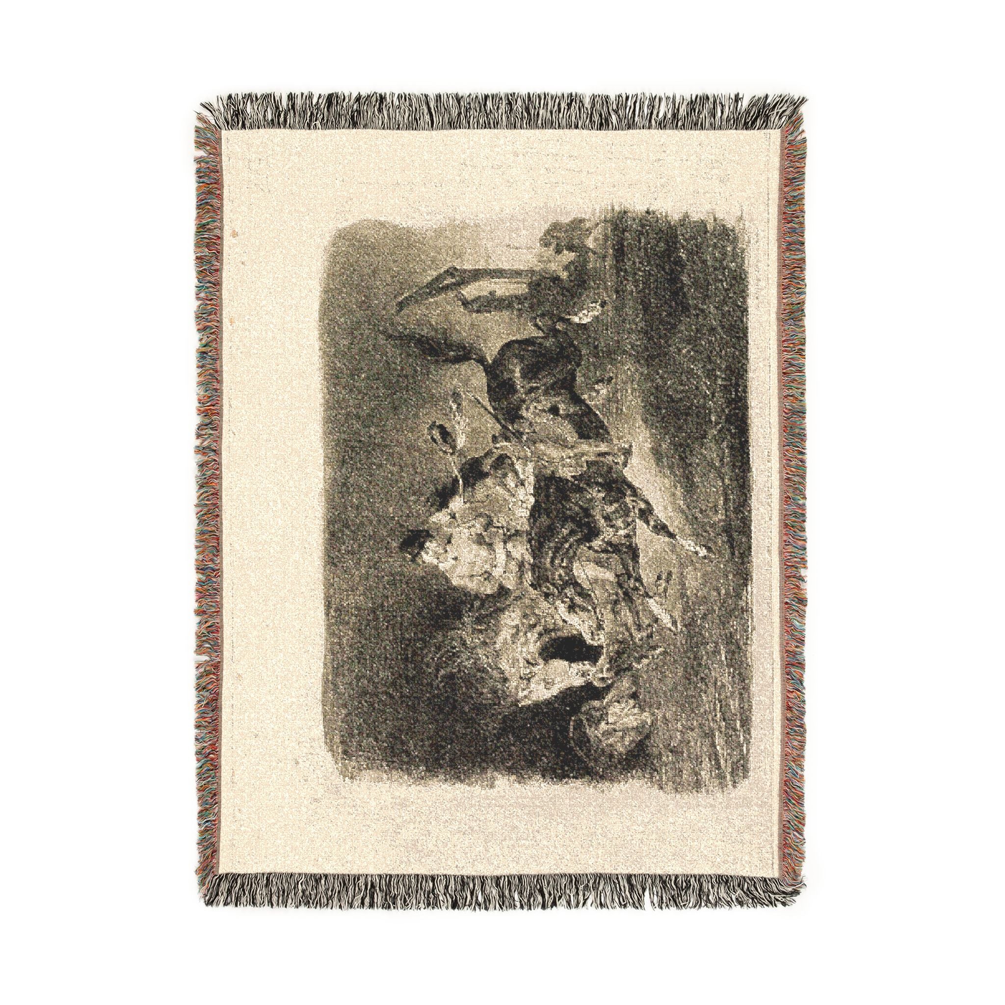 Eugène Delacroix - Faust and Mephistopheles Galloping Through the Night of the Witches' Sabbath | Woven Tapestry Blanket