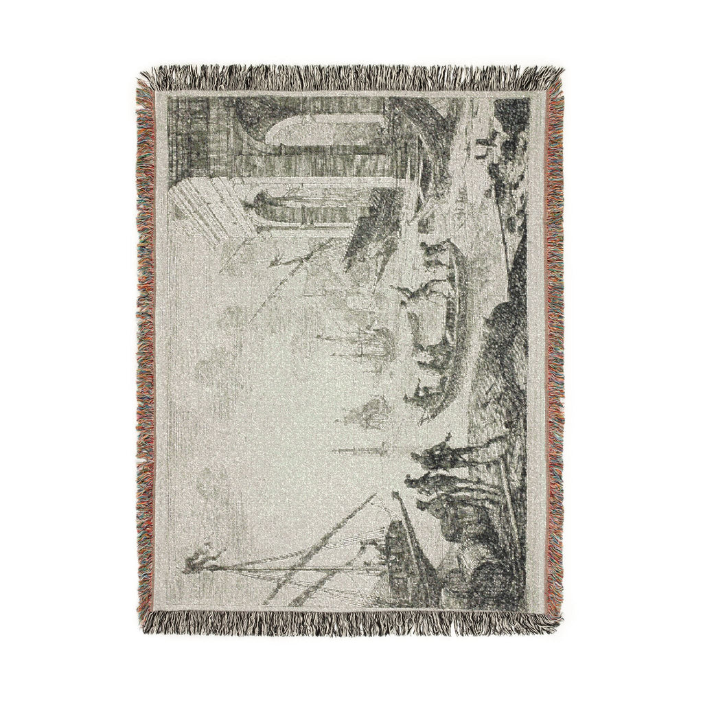 Claude Lorrain - Harbor Scene with a Lighthouse | Woven Tapestry Blanket