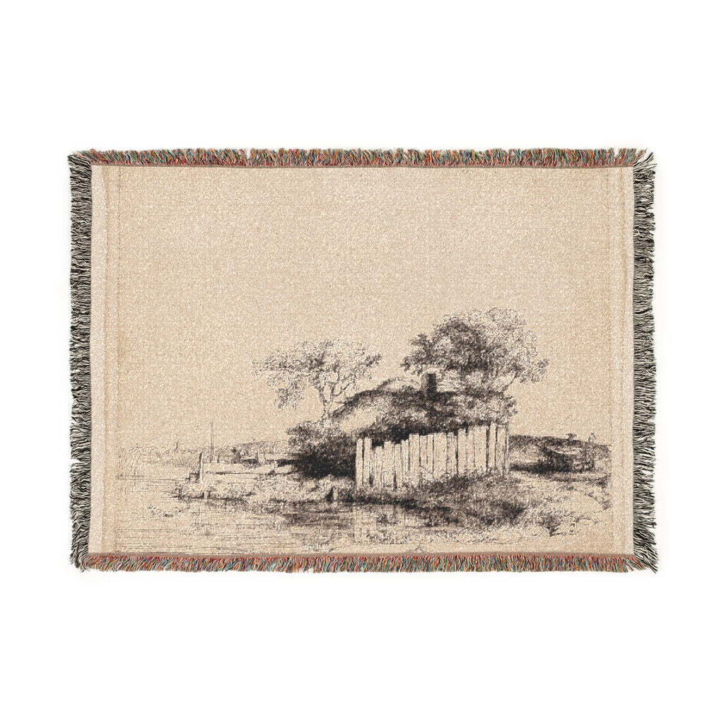 Rembrandt van Rijn - A Cottage with White Paling | Woven Tapestry Blanket