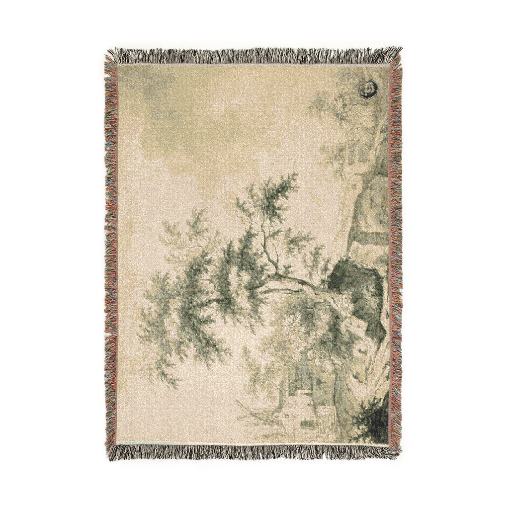 Jacob van Ruisdael - Landscape with Tree on Road to Buildings | Woven Tapestry Blanket