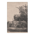 Rembrandt van Rijn - Landscape with Three Gabled Cottages Beside a Road | Area Rug
