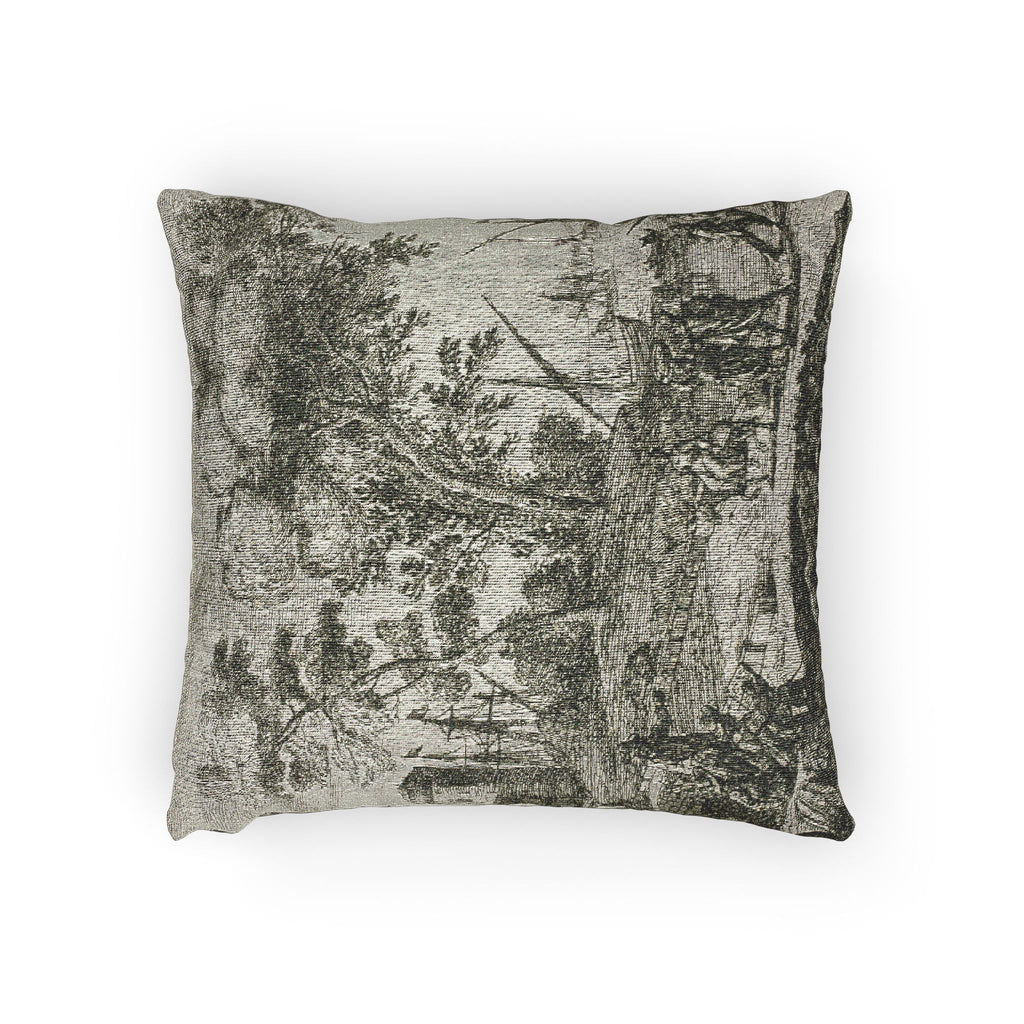 Claude Lorrain - Coast Scene with an Artist Drawing | Woven Pillow