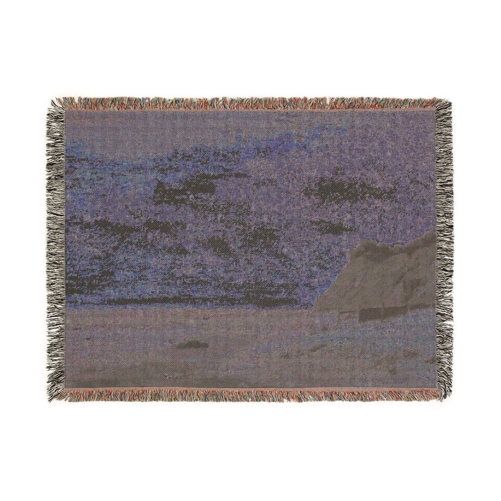 Gustave Courbet - Cliffs on the Sea Coast Small Beach, Sunrise (Falaise au bord de la mer, vu Petite Plage, soleil levan | Woven Tapestry Blanket