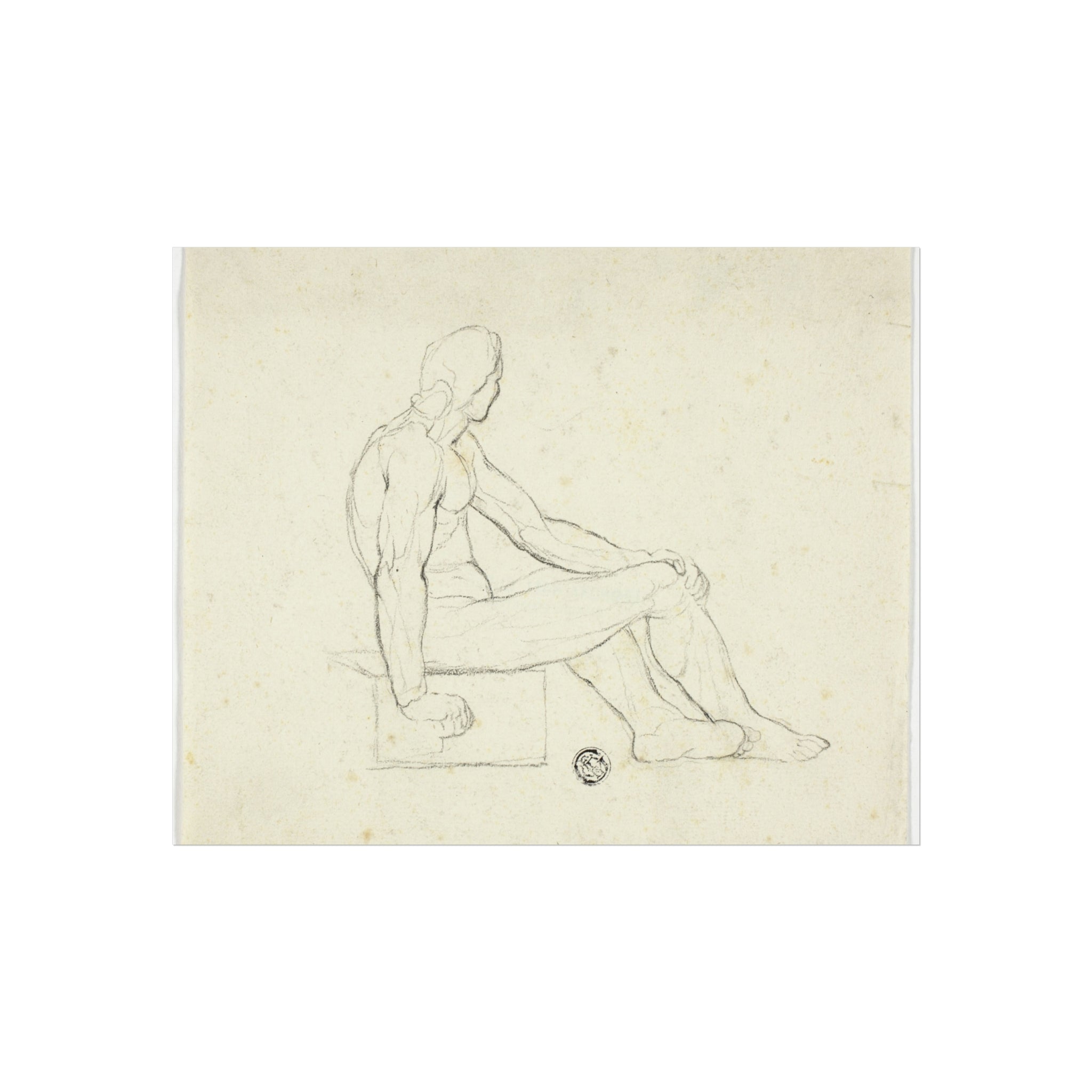 Seated Male Nude After Jacques-Louis David Fine Art Poster