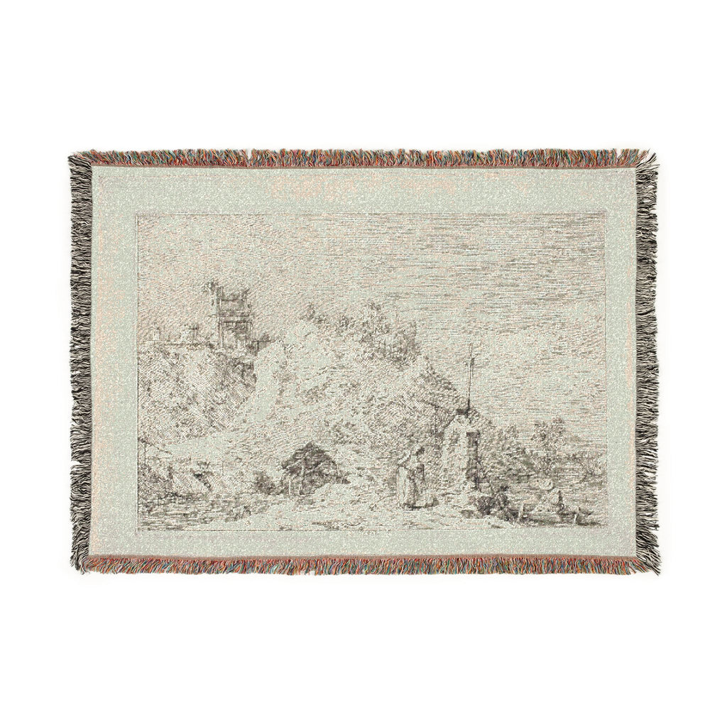 Canaletto - Landscape with the Pilgrim at Prayer, from Vedute | Woven Tapestry Blanket