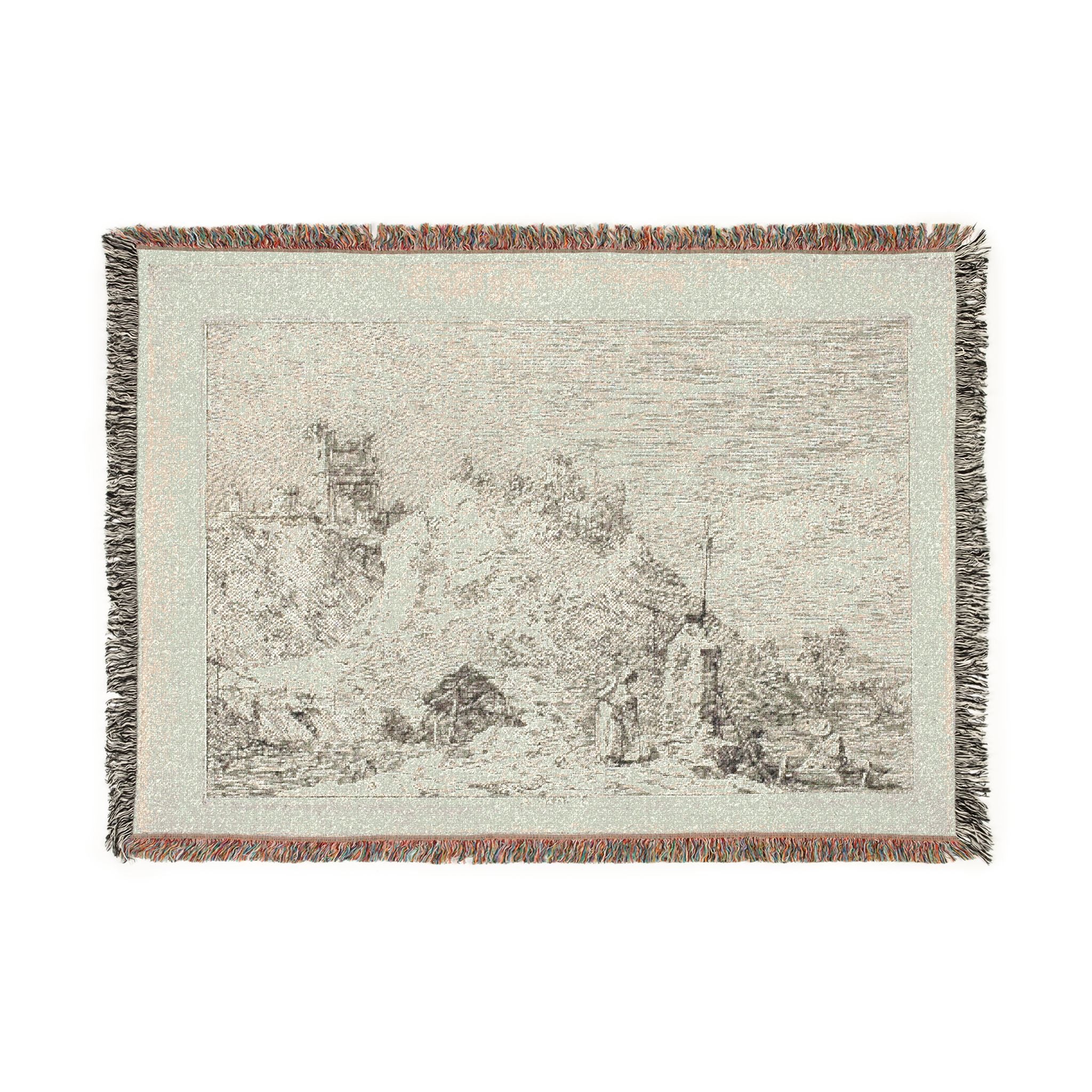 Canaletto - Landscape with the Pilgrim at Prayer, from Vedute | Woven Tapestry Blanket