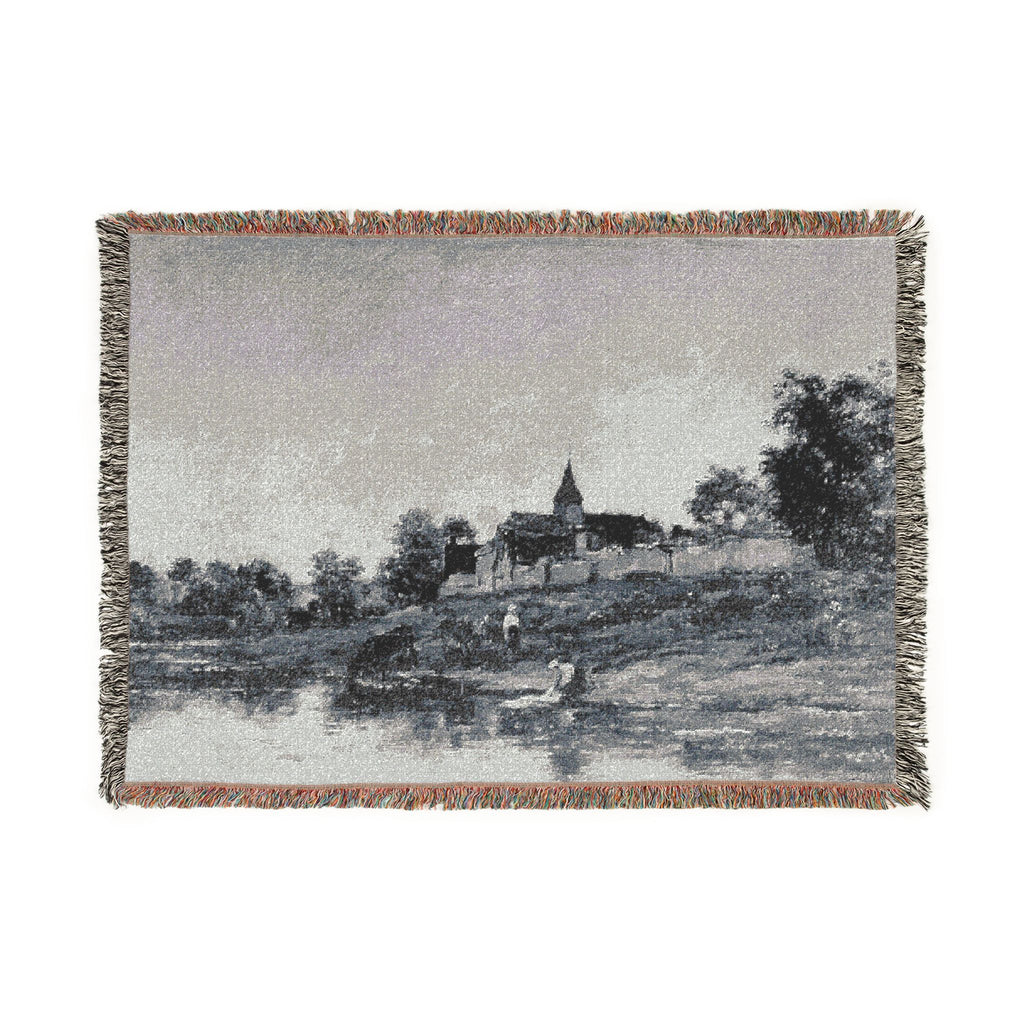 Charles François Daubigny - On the Bank of the Seine at Portejoie | Woven Tapestry Blanket