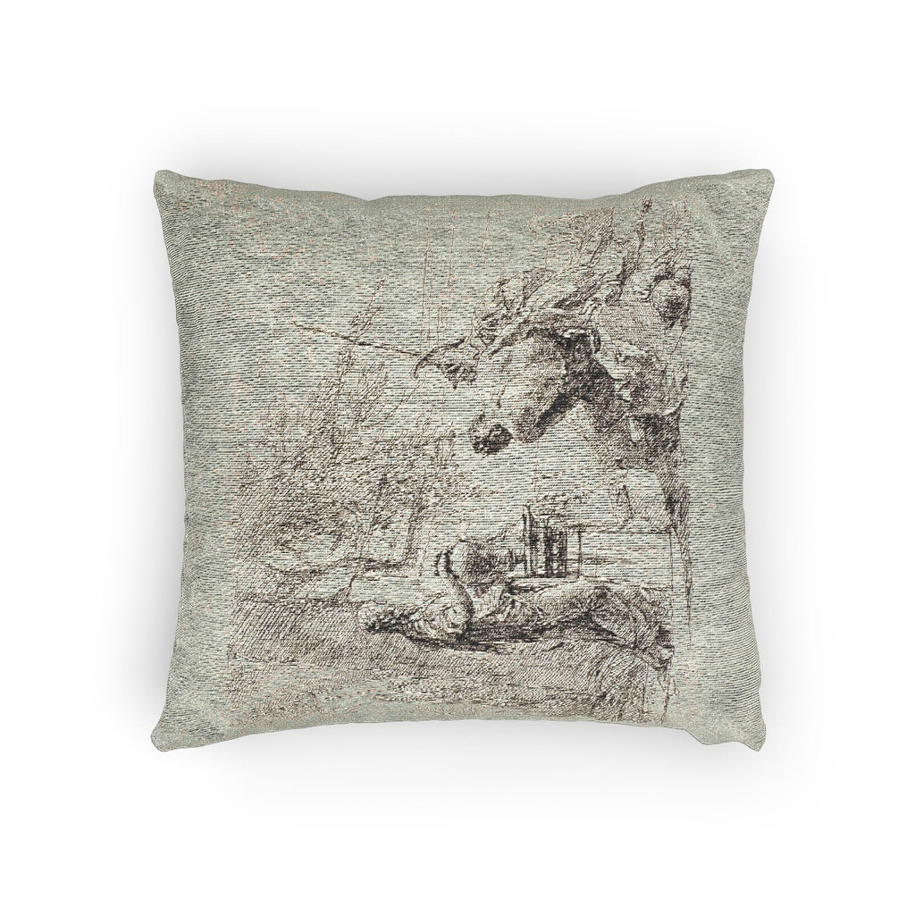 Giovanni Battista Tiepolo - A Woman with her Hands on a Vase, Soldier, and Slave, from Capricci | Woven Pillow