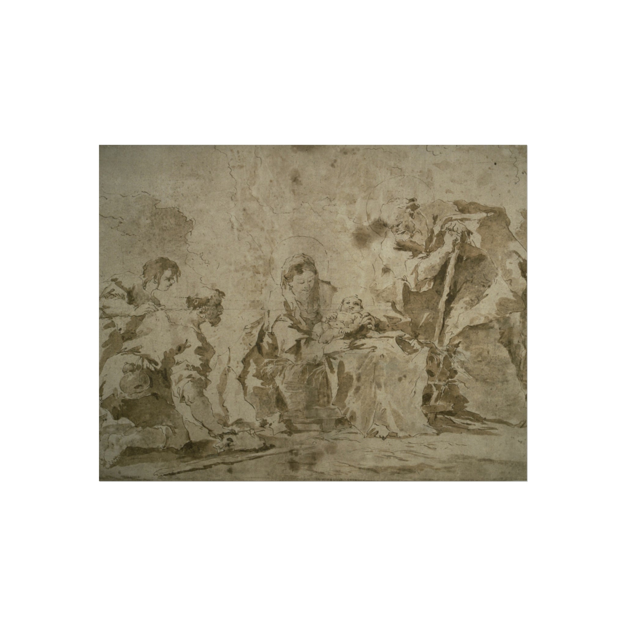 Francesco Guardi - Adoration of the Shepherds (recto); Three Sketches Buildings by Canal with Boats, Landscape with Buld | Fine Art Poster