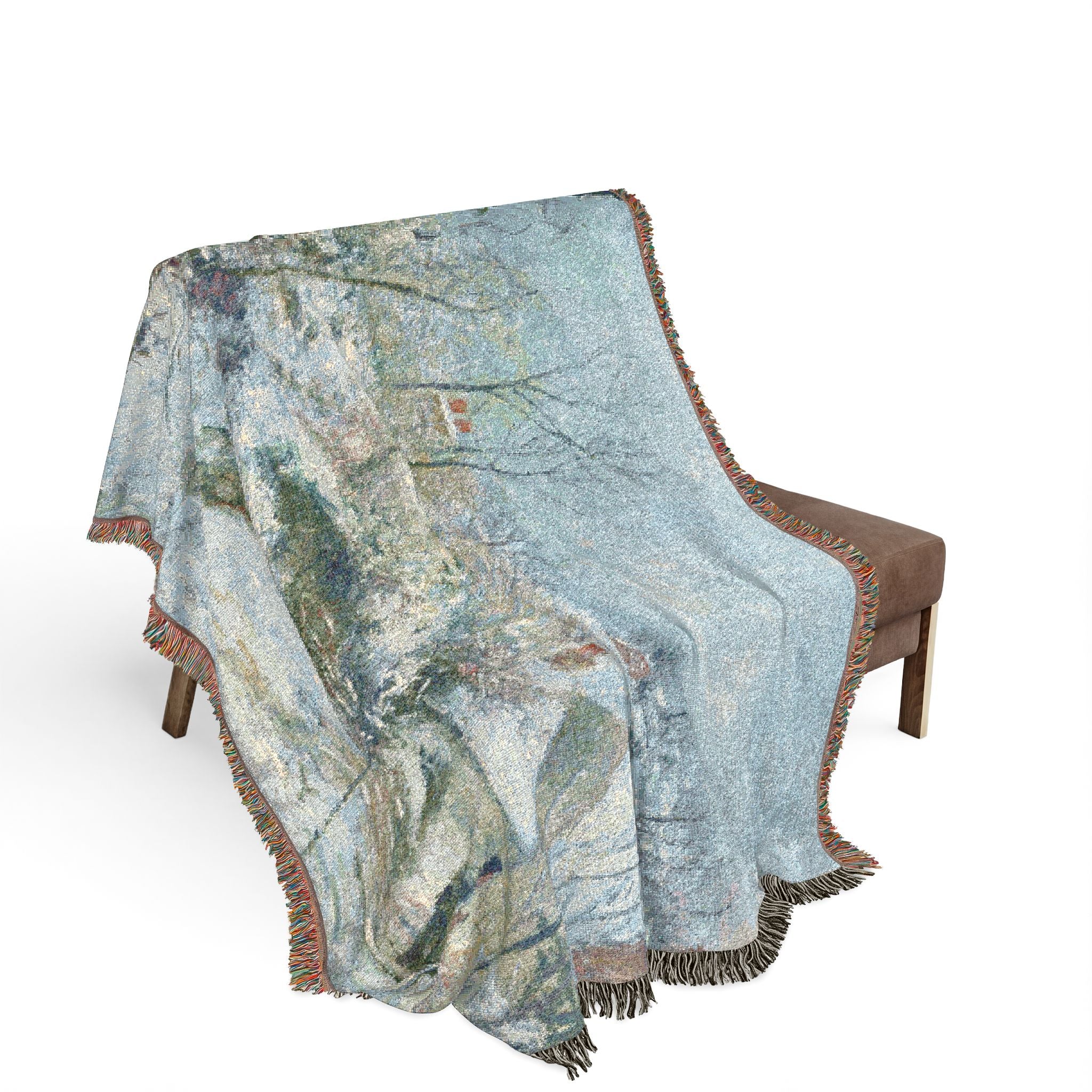 Rabbit Warren at Pontoise, Snow Camille Pissarro Tapestry Blanket
