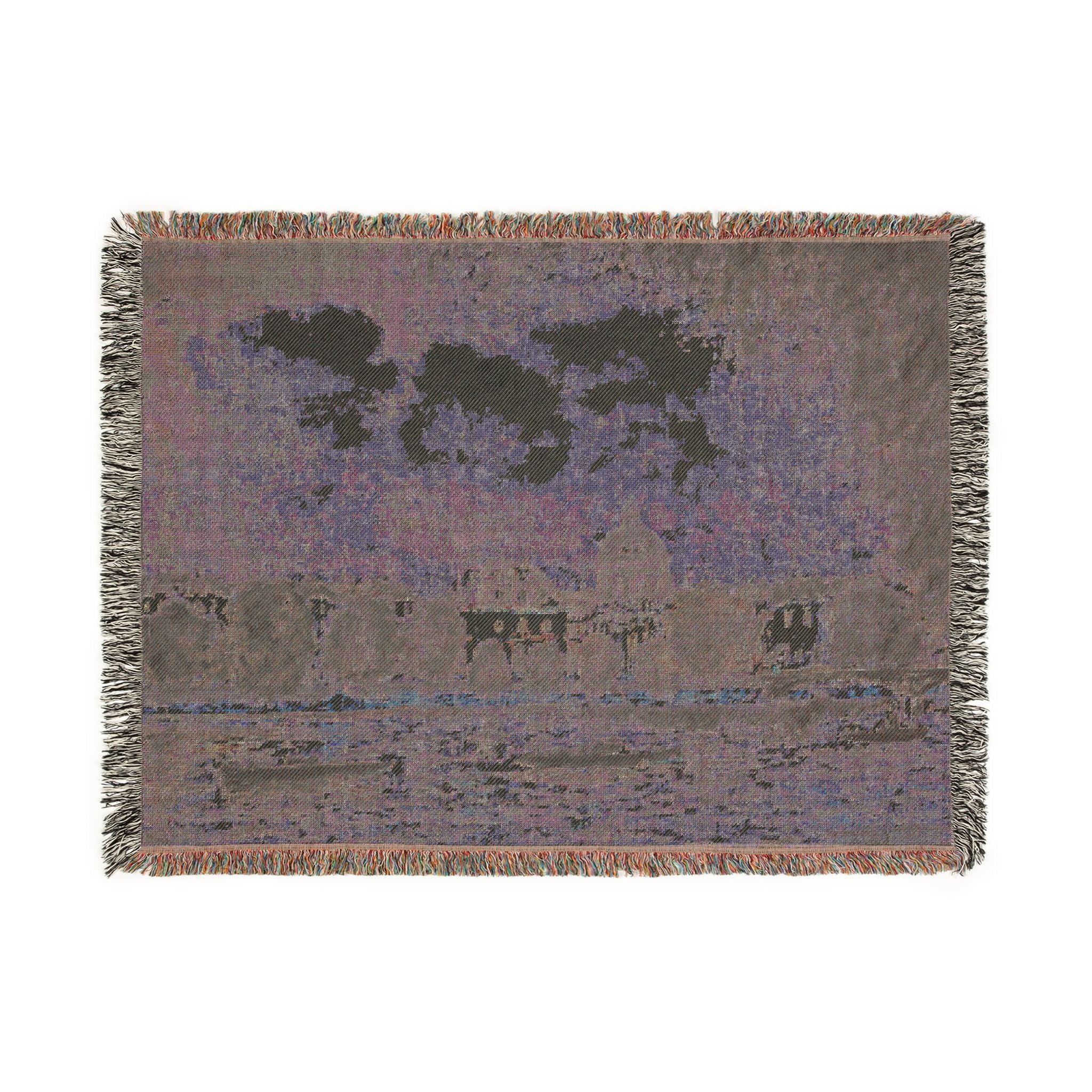 Alfred Sisley - Landscape along the Seine with the Institut de France and the Pont des Arts | Woven Tapestry Blanket
