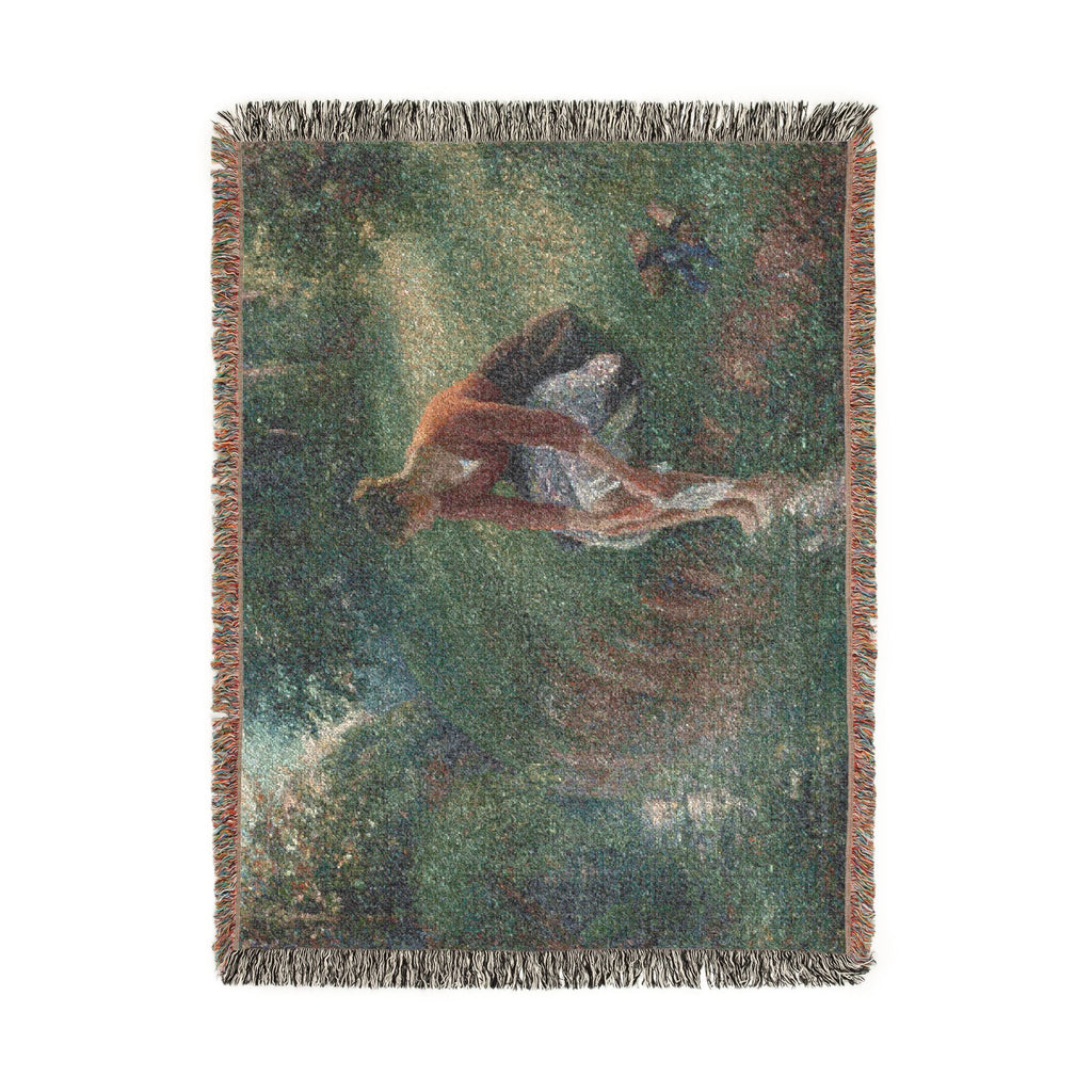 Camille Pissarro - Woman Bathing Her Feet in a Brook | Woven Tapestry Blanket