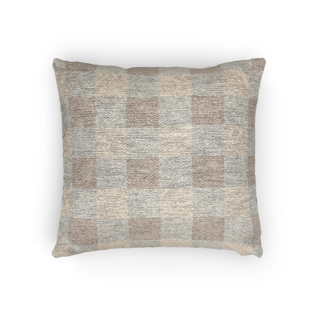 Mushroom Tonal Buffalo Check Woven Pillow