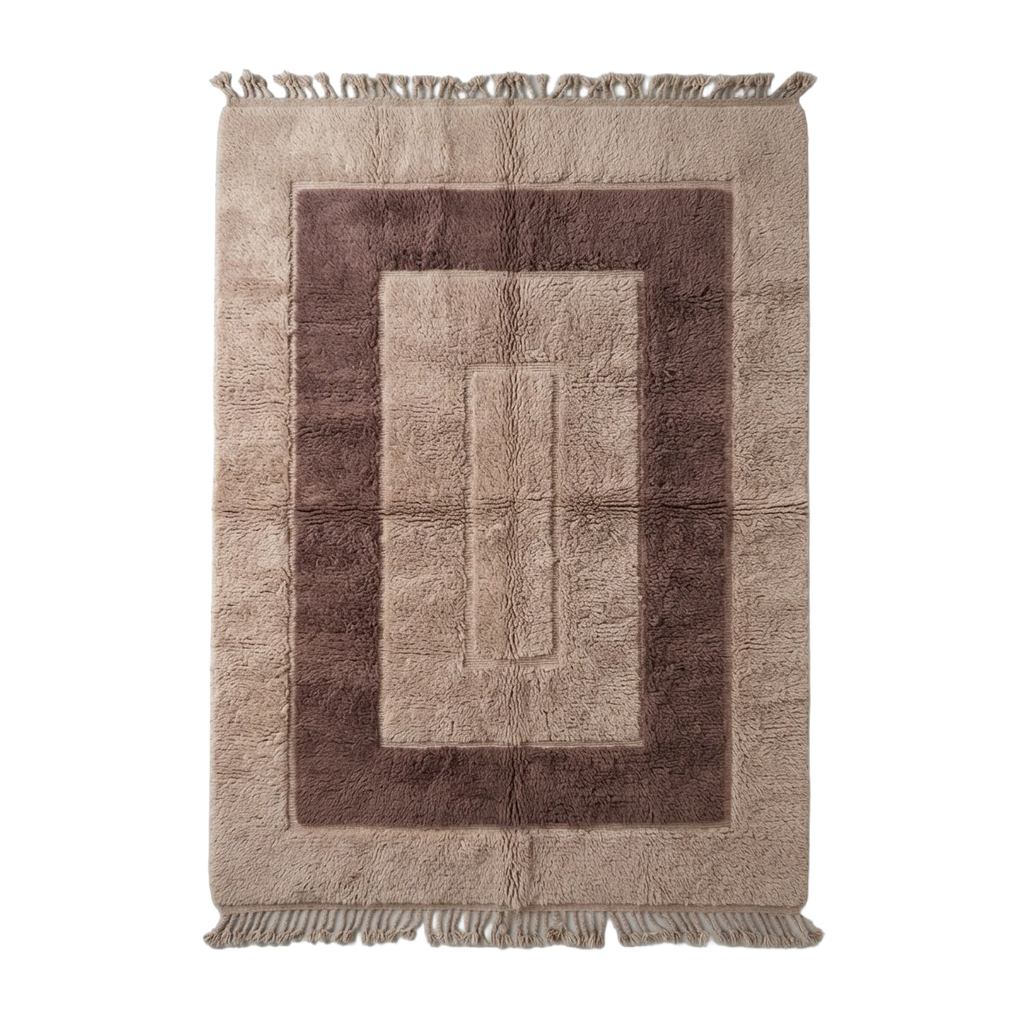 Mauve Bordered Moroccan Shag Rug
