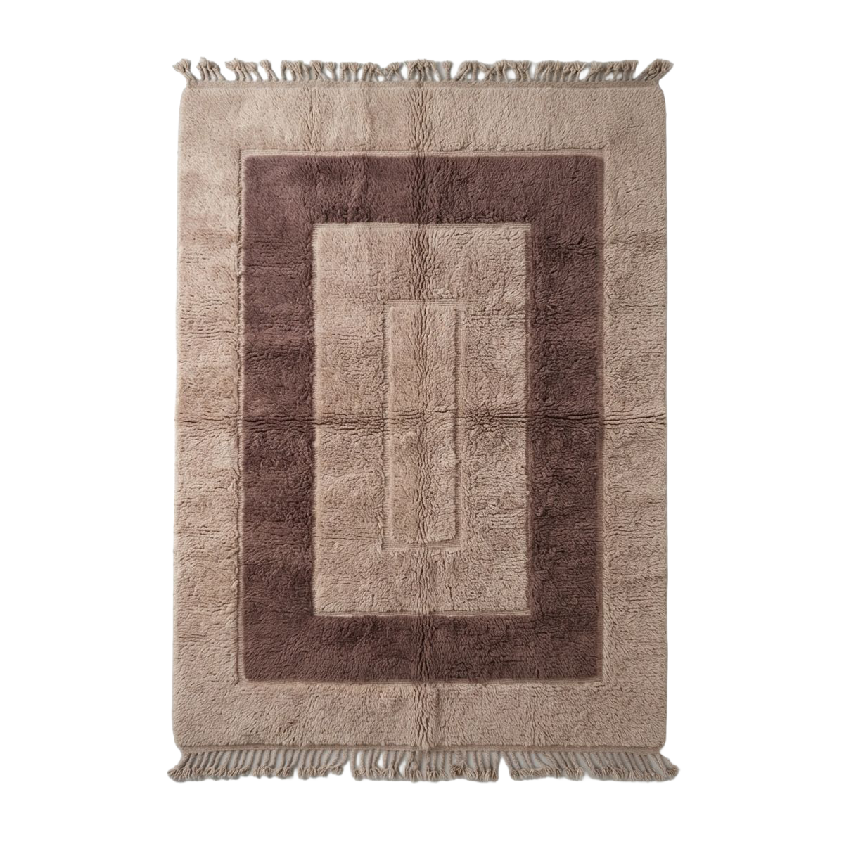 Mauve Bordered Moroccan Shag Rug