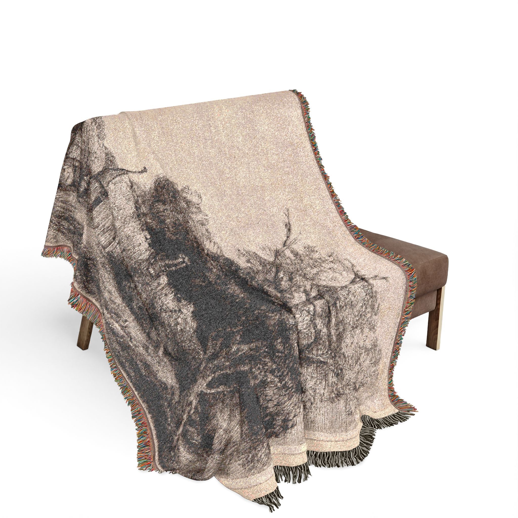Rembrandt van Rijn - Landscape with Three Gabled Cottages Beside a Road | Woven Tapestry Blanket